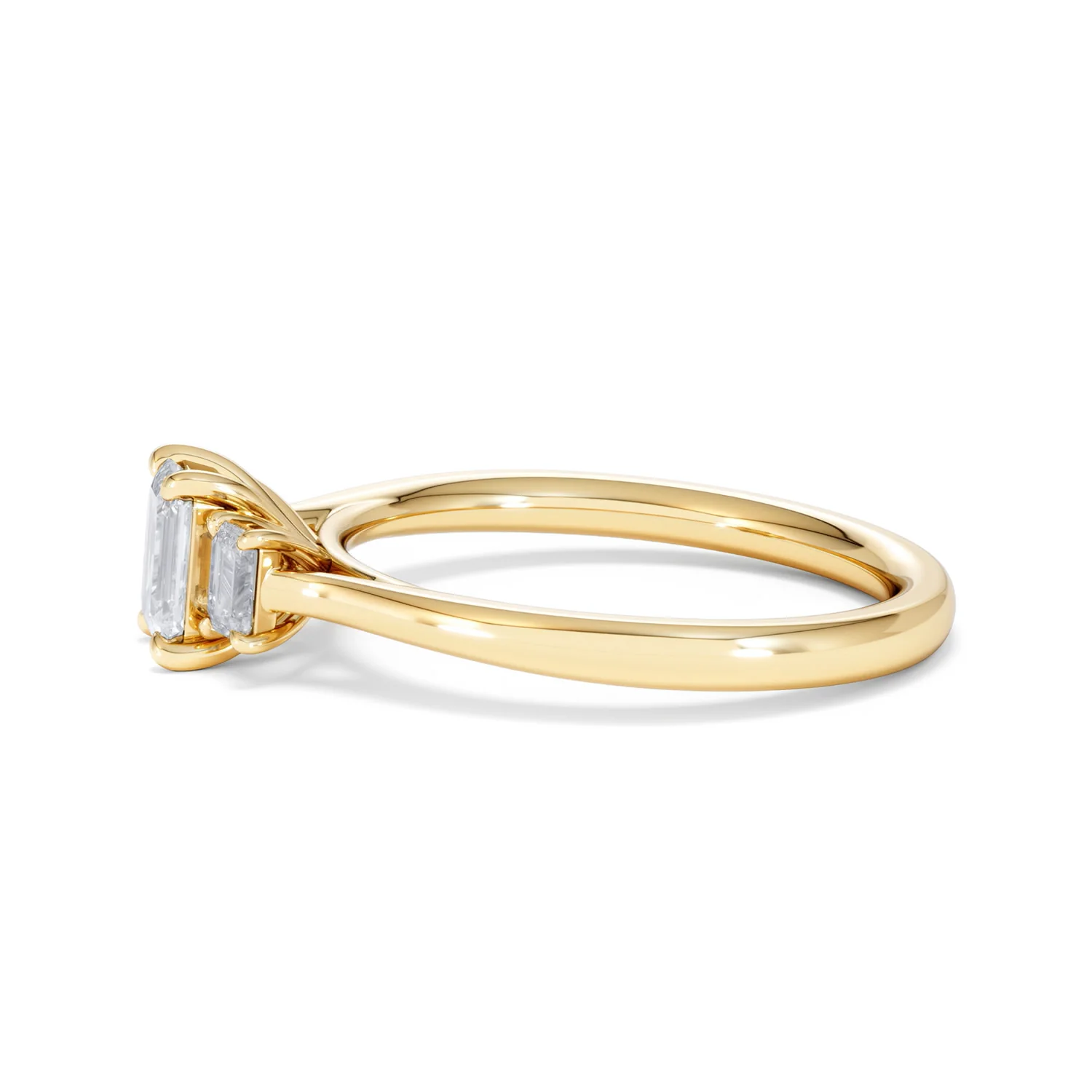 Evoke 3 Stone Emerald Cut Lab Diamond Ring 0.50ct in 18K Gold Vermeil - Image 71