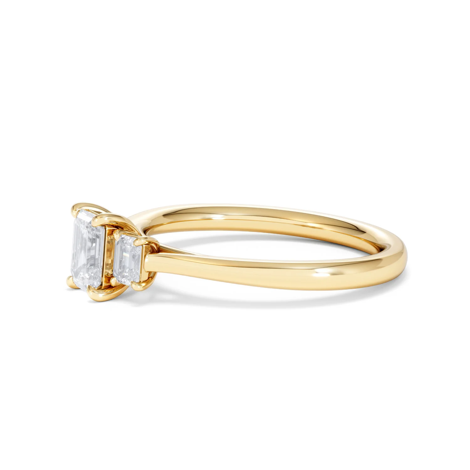 Evoke 3 Stone Emerald Cut Lab Diamond Ring 0.50ct in 18K Gold Vermeil - Image 75