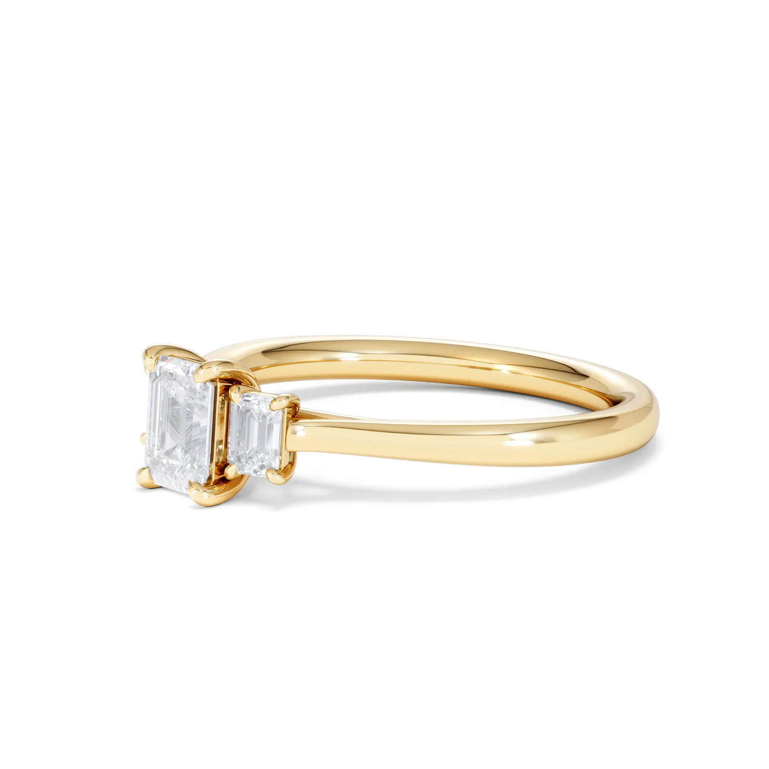Evoke 3 Stone Emerald Cut Lab Diamond Ring 0.50ct in 18K Gold Vermeil - Image 78