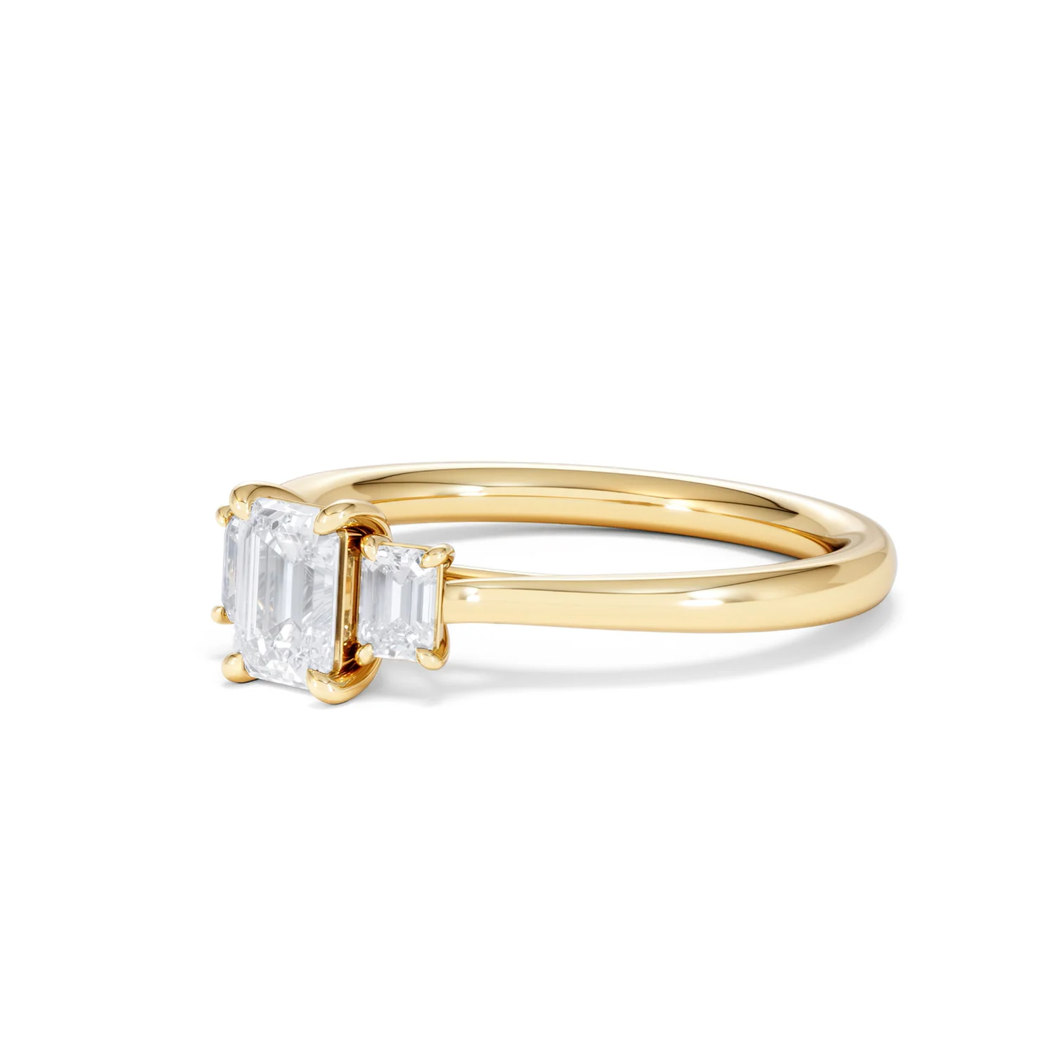 Evoke 3 Stone Emerald Cut Lab Diamond Ring 0.50ct in 18K Gold Vermeil - Image 80