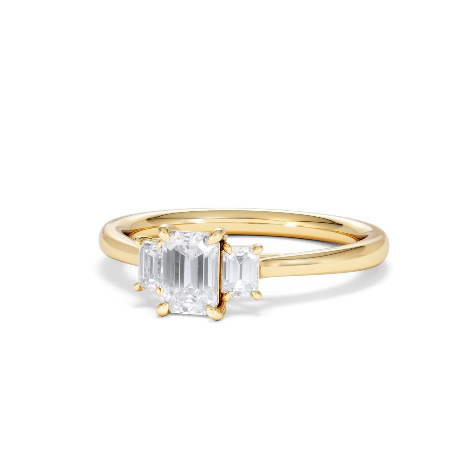 Evoke 3 Stone Emerald Cut Lab Diamond Ring 0.50ct in 18K Gold Vermeil - Image 85