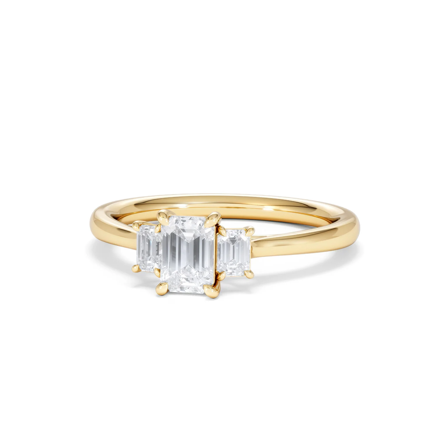 Evoke 3 Stone Emerald Cut Lab Diamond Ring 0.50ct in 18K Gold Vermeil - Image 86