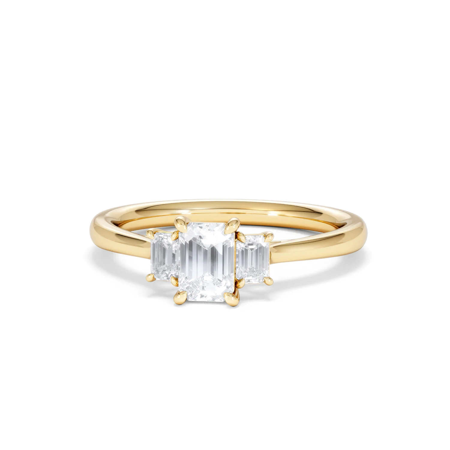 Evoke 3 Stone Emerald Cut Lab Diamond Ring 0.50ct in 18K Gold Vermeil - Image 87
