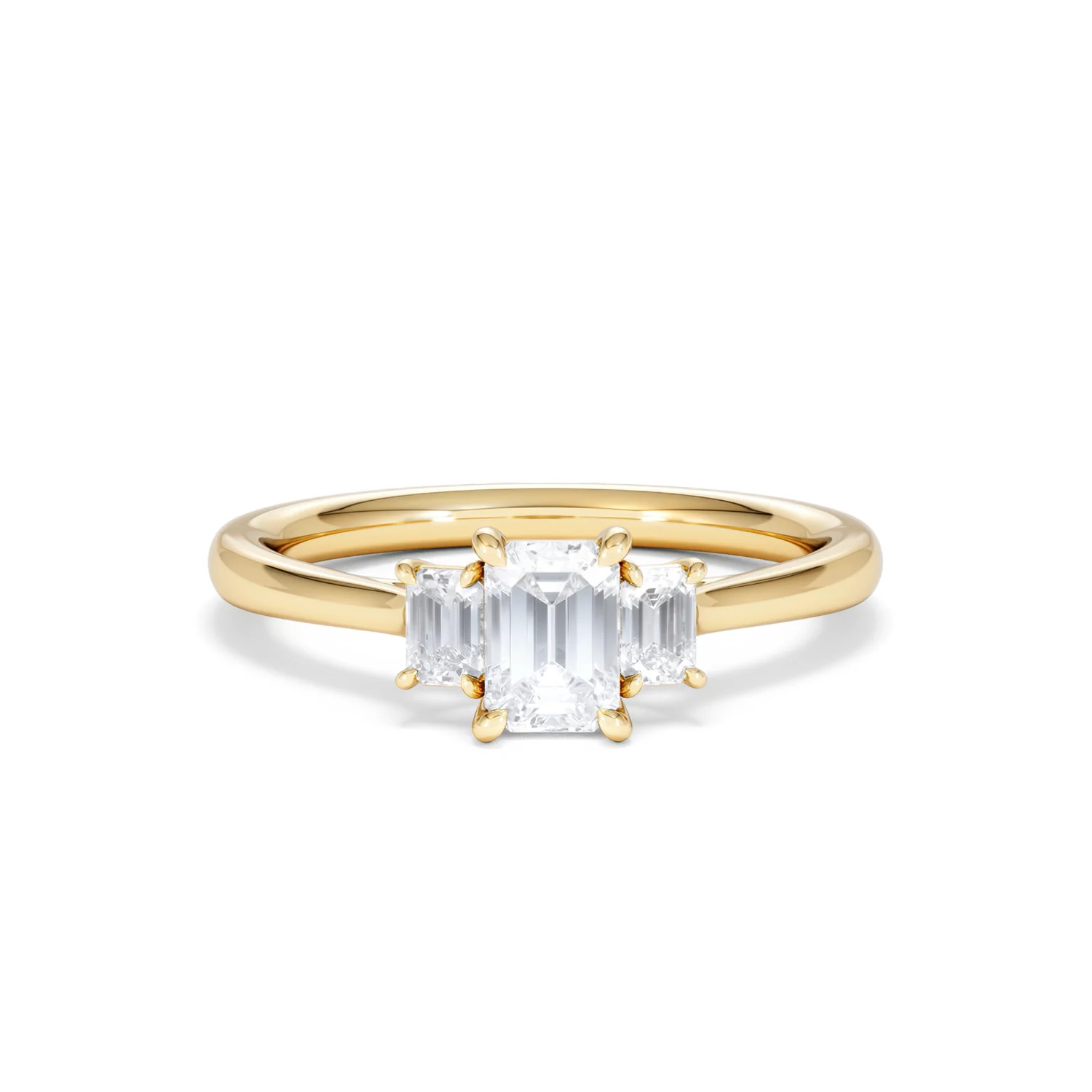Evoke 3 Stone Emerald Cut Lab Diamond Ring 0.50ct in 18K Gold Vermeil - Image 9