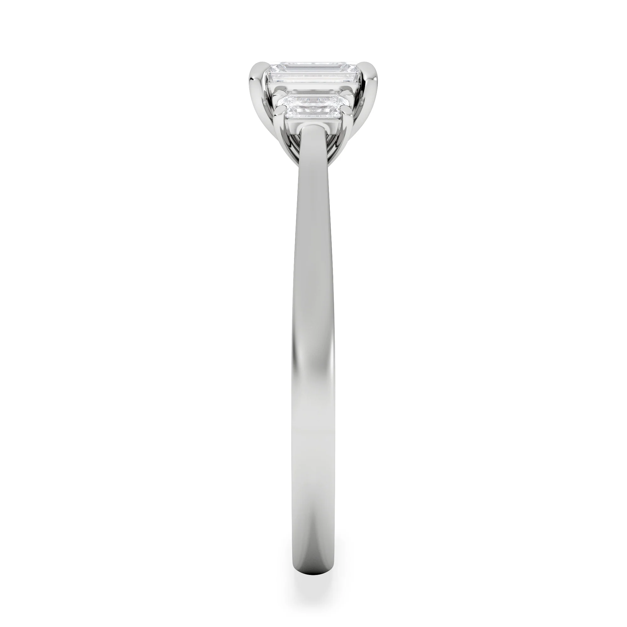 Evoke 3 Stone Emerald Cut Lab Diamond Ring 0.50ct in 925 Silver,Duchess - Image 4