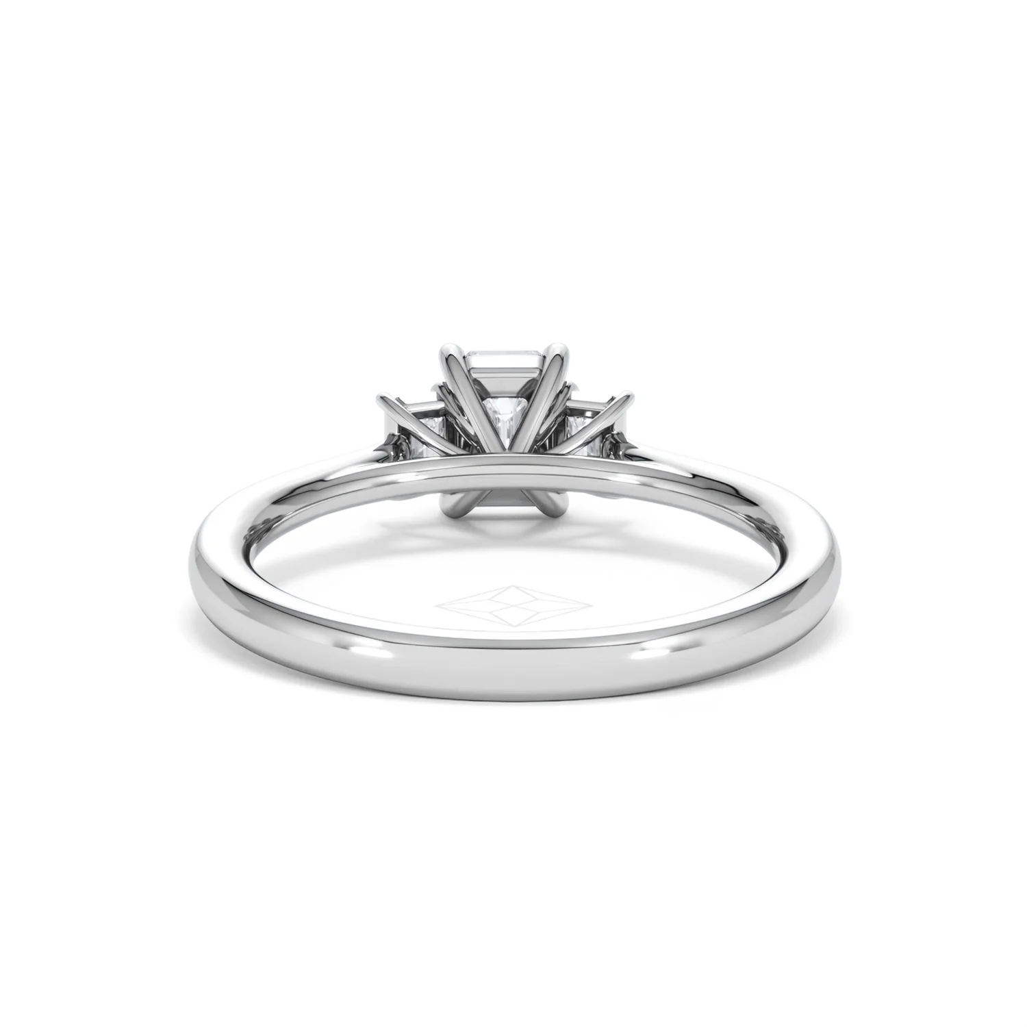 Evoke 3 Stone Emerald Cut Lab Diamond Ring 0.50ct in 925 Silver,Duchess - Image 48