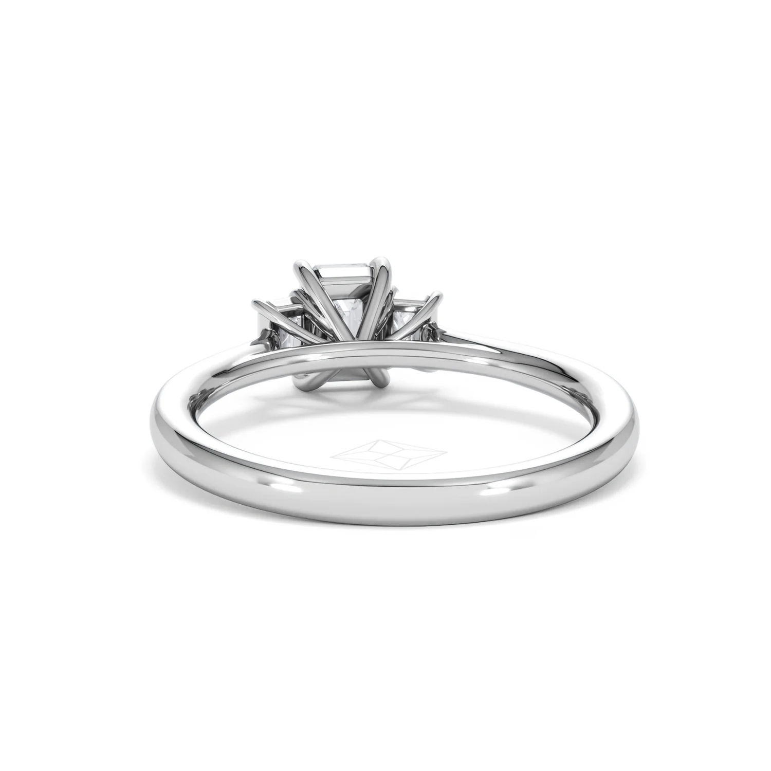 Evoke 3 Stone Emerald Cut Lab Diamond Ring 0.50ct in 925 Silver,Duchess - Image 50