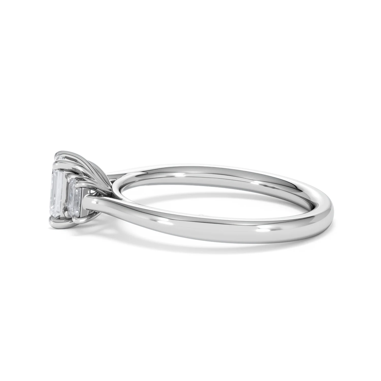 Evoke 3 Stone Emerald Cut Lab Diamond Ring 0.50ct in 925 Silver,Duchess - Image 68