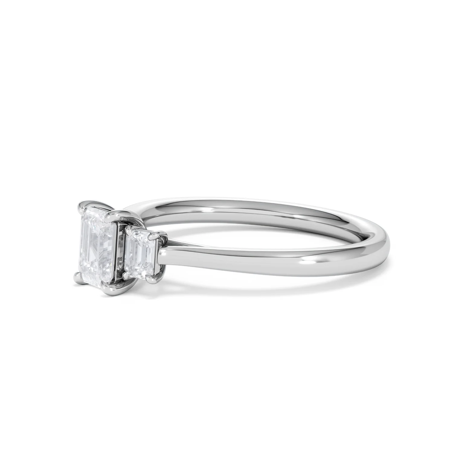 Evoke 3 Stone Emerald Cut Lab Diamond Ring 0.50ct in 925 Silver,Duchess - Image 76