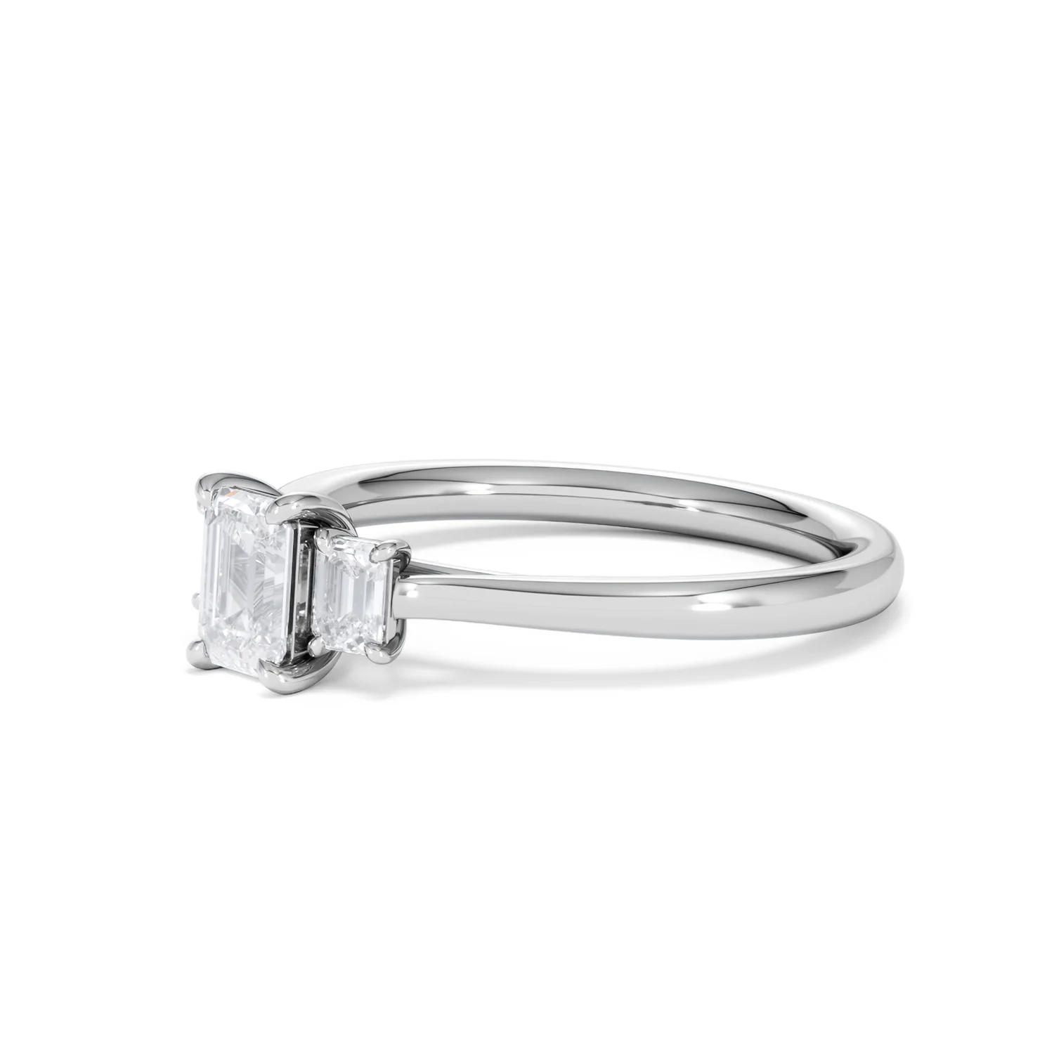 Evoke 3 Stone Emerald Cut Lab Diamond Ring 0.50ct in 925 Silver,Duchess - Image 77