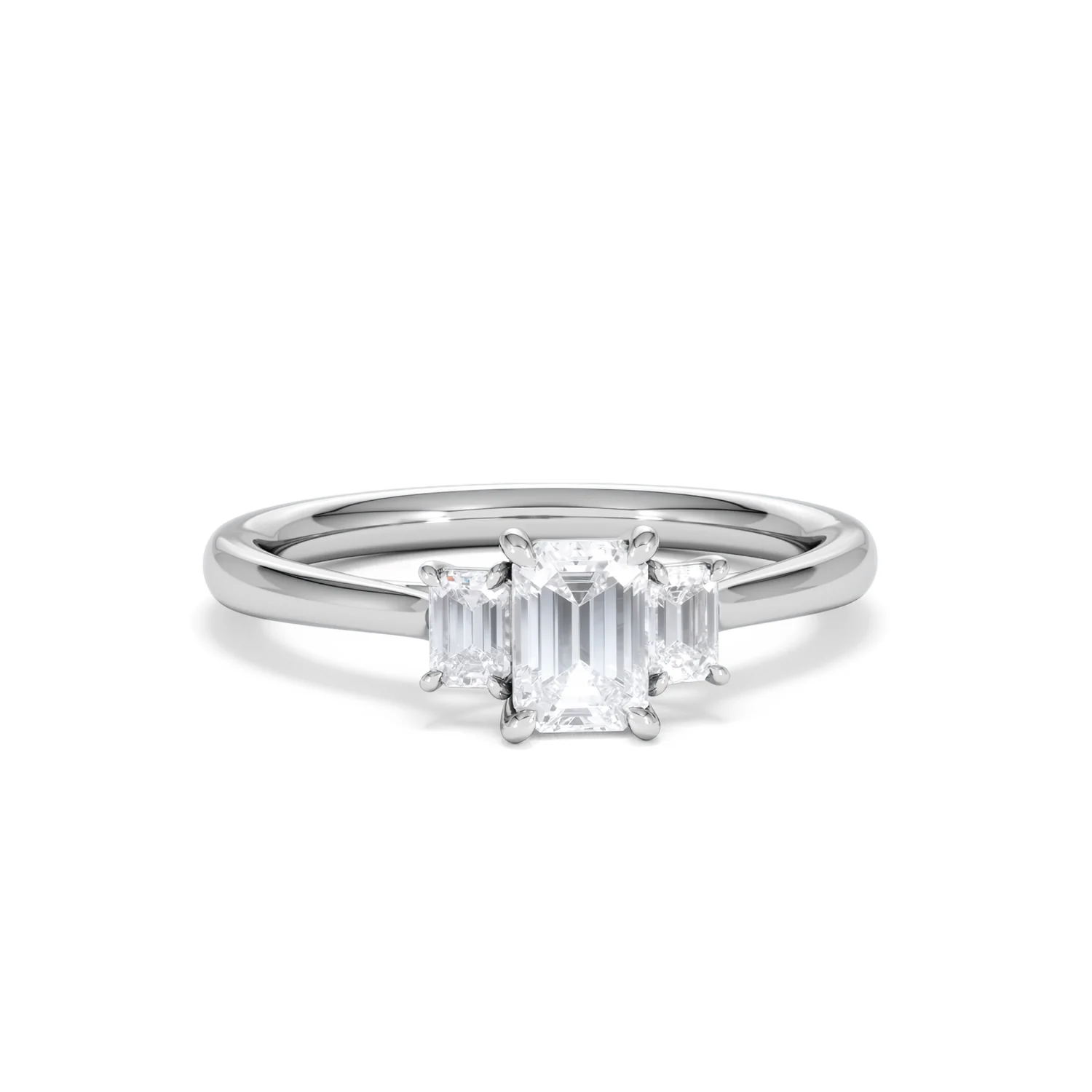 Evoke 3 Stone Emerald Cut Lab Diamond Ring 0.50ct in 925 Silver,Duchess - Image 9