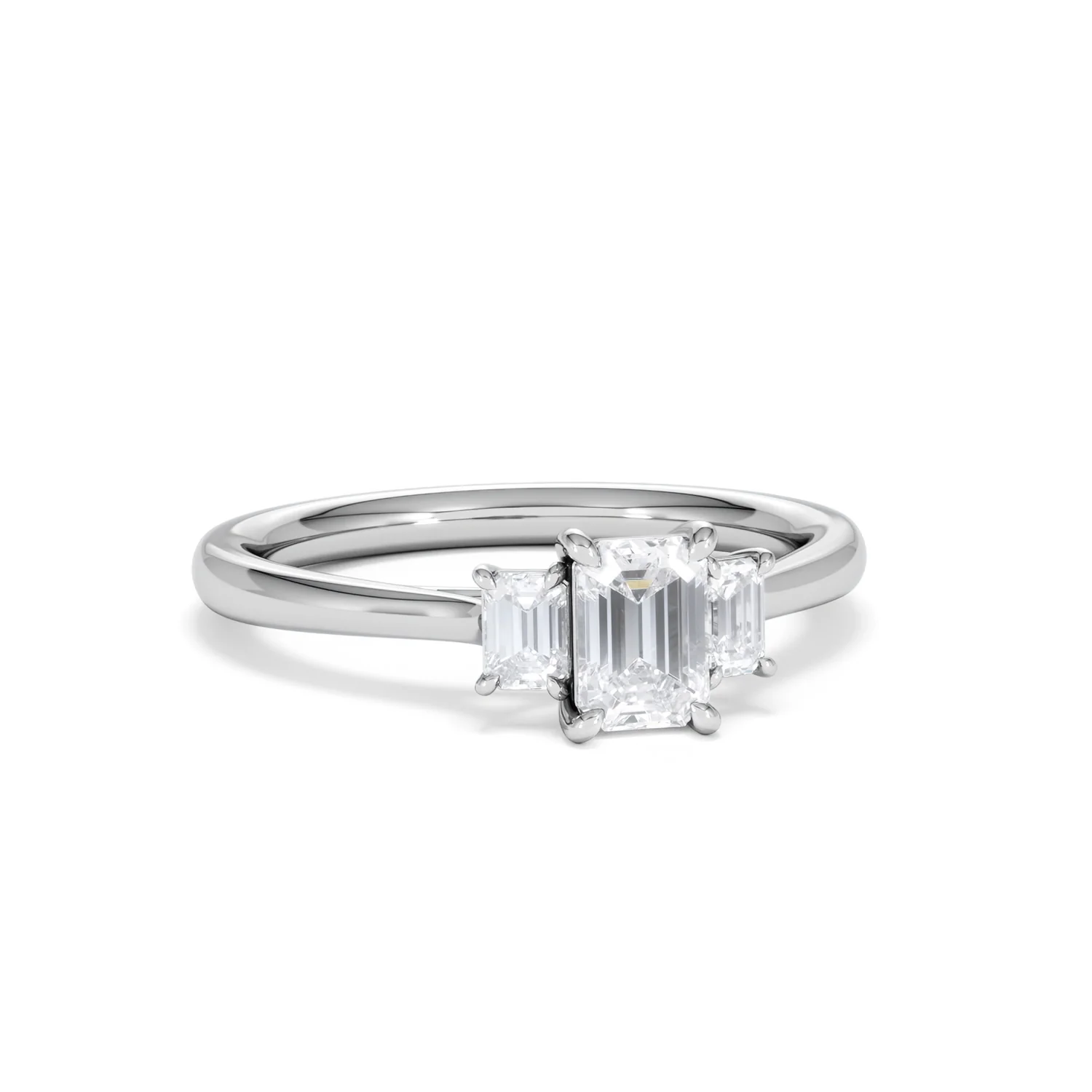Evoke 3 Stone Emerald Cut Lab Diamond Ring 0.50ct in 9K White Gold - Image 11