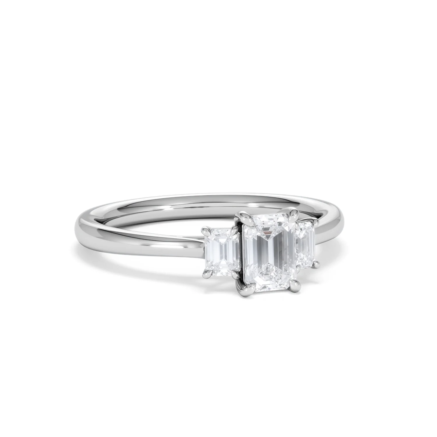 Evoke 3 Stone Emerald Cut Lab Diamond Ring 0.50ct in 9K White Gold - Image 12