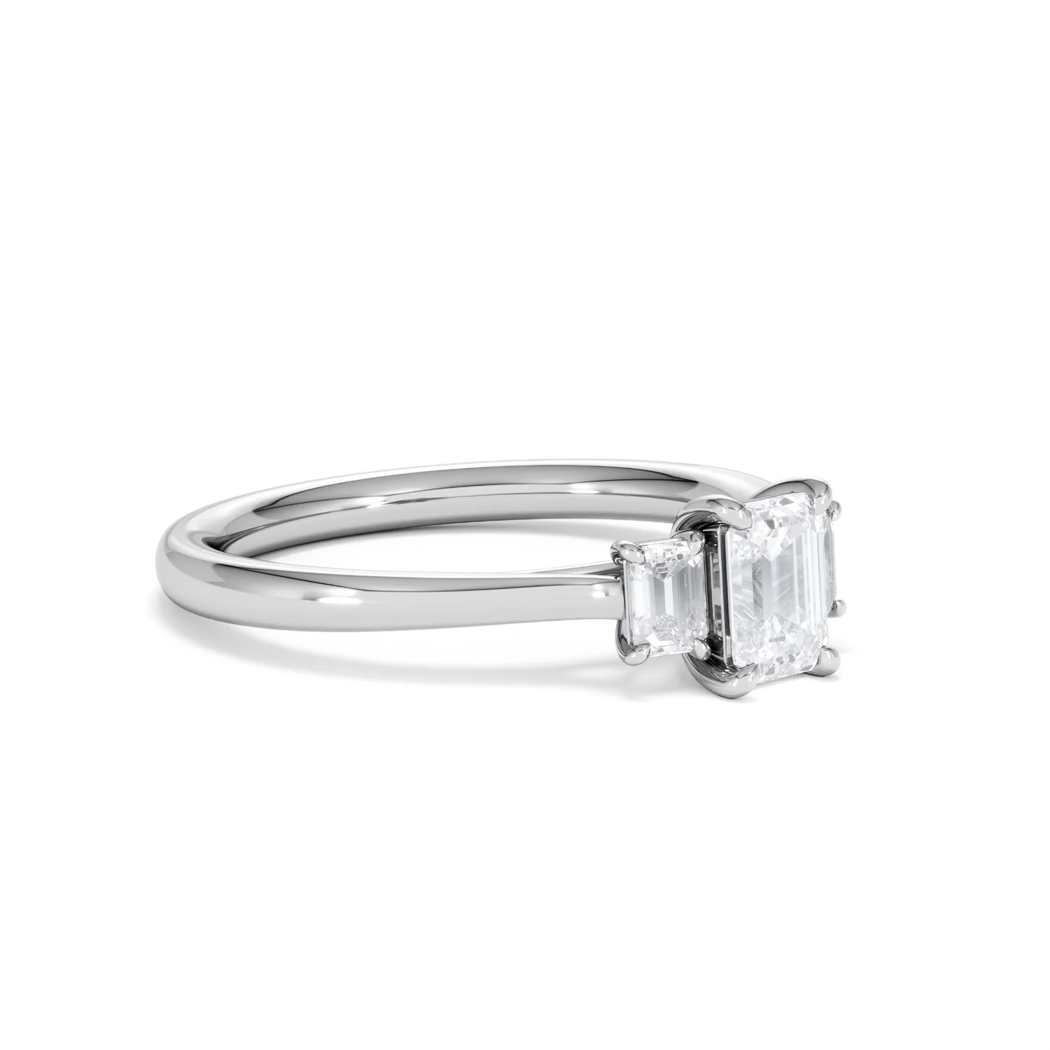 Evoke 3 Stone Emerald Cut Lab Diamond Ring 0.50ct in 9K White Gold - Image 17