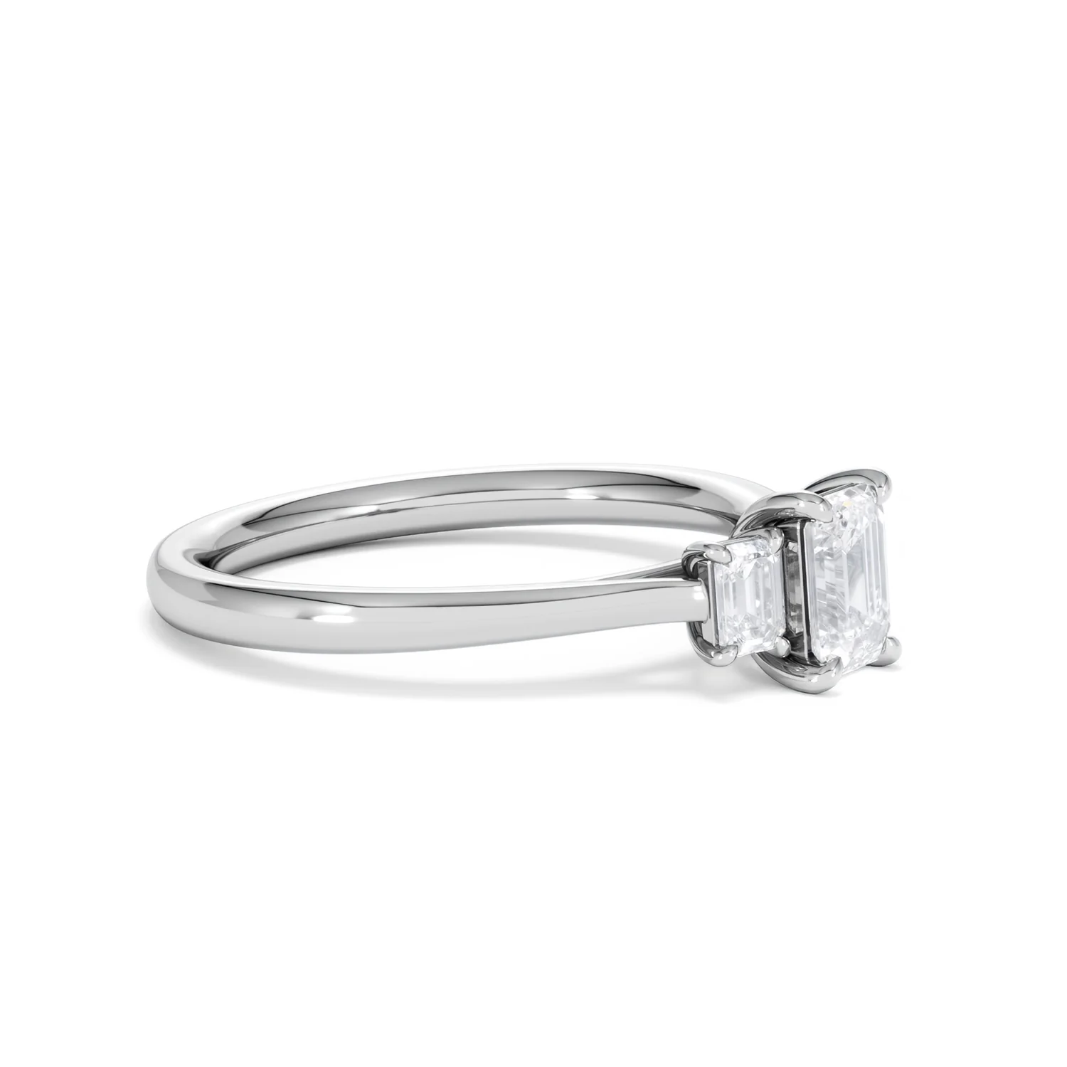 Evoke 3 Stone Emerald Cut Lab Diamond Ring 0.50ct in 9K White Gold - Image 20