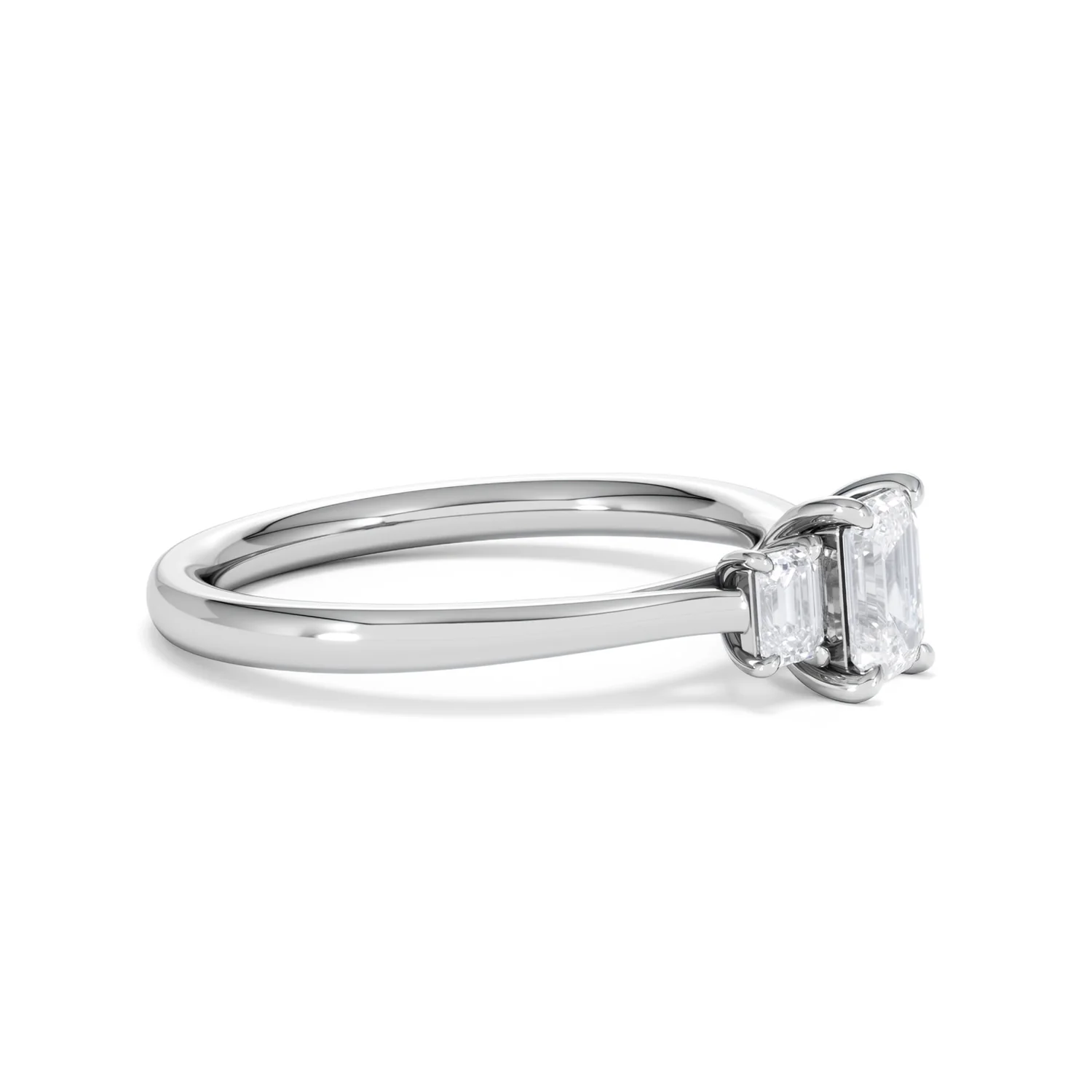 Evoke 3 Stone Emerald Cut Lab Diamond Ring 0.50ct in 9K White Gold - Image 21