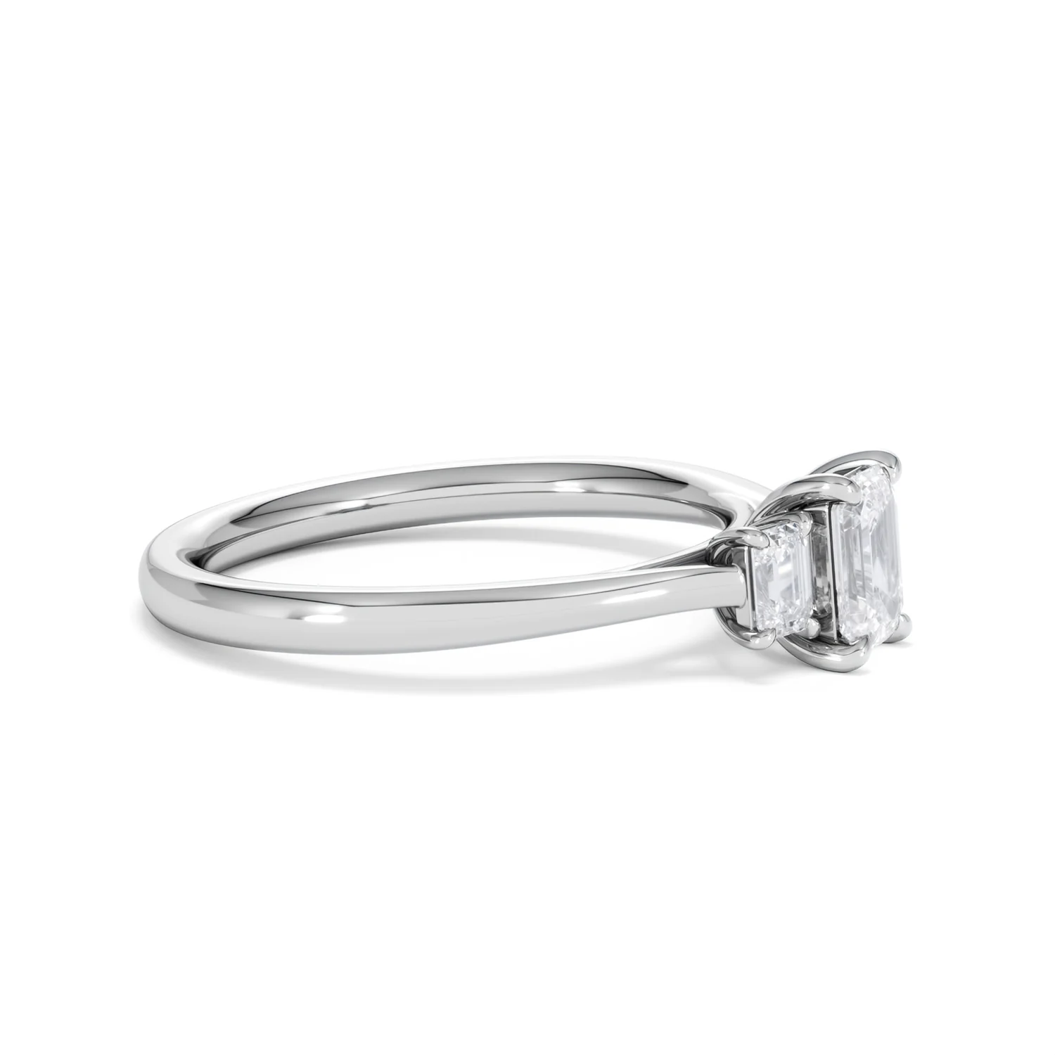 Evoke 3 Stone Emerald Cut Lab Diamond Ring 0.50ct in 9K White Gold - Image 22