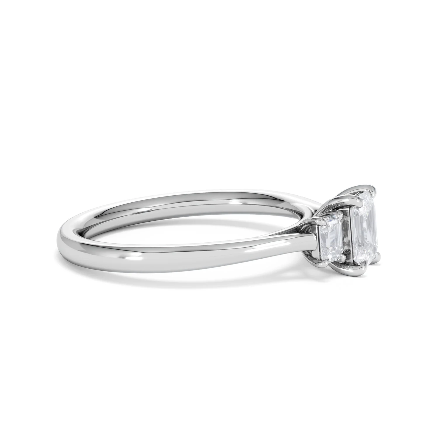 Evoke 3 Stone Emerald Cut Lab Diamond Ring 0.50ct in 9K White Gold - Image 23
