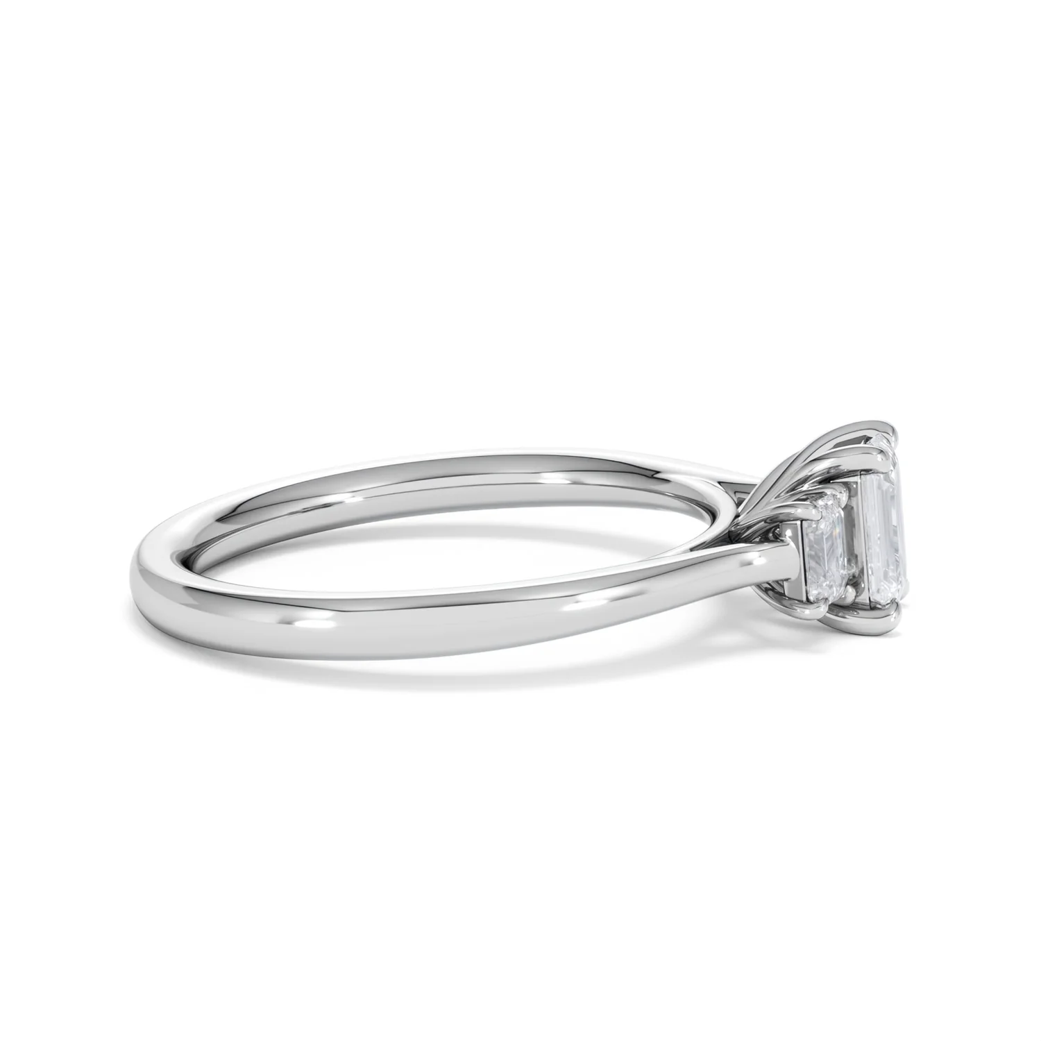 Evoke 3 Stone Emerald Cut Lab Diamond Ring 0.50ct in 9K White Gold - Image 26
