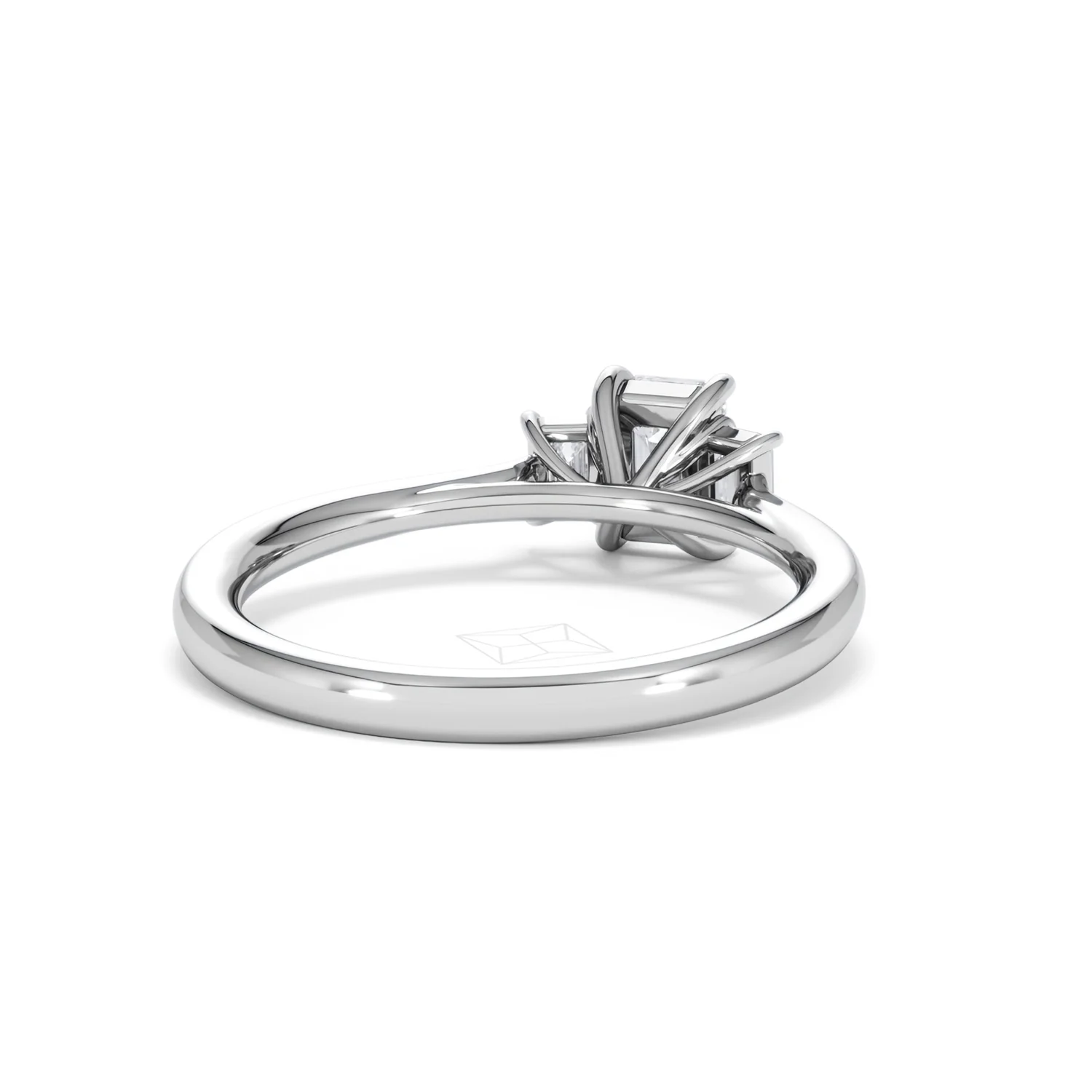Evoke 3 Stone Emerald Cut Lab Diamond Ring 0.50ct in 9K White Gold - Image 43