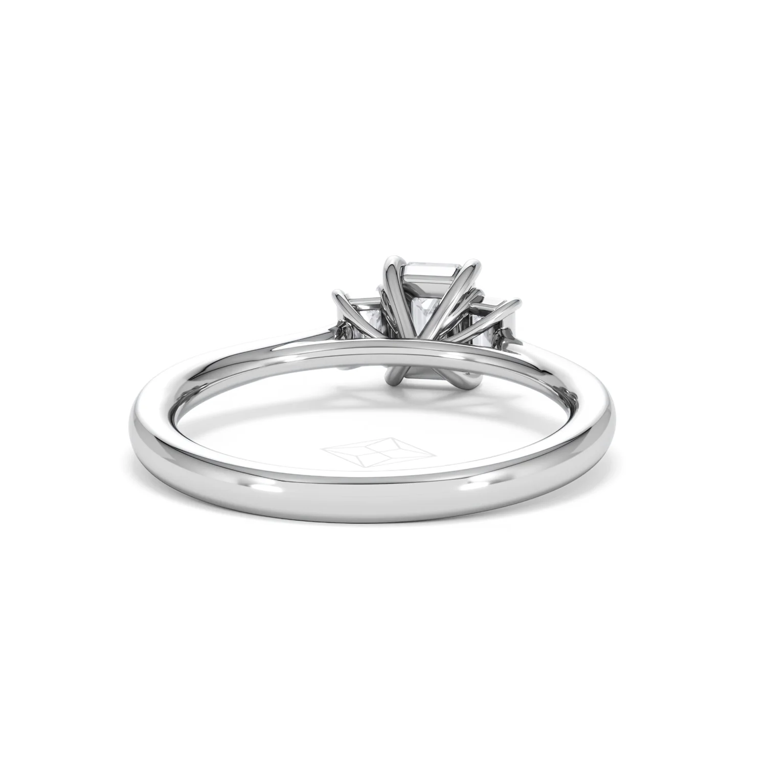 Evoke 3 Stone Emerald Cut Lab Diamond Ring 0.50ct in 9K White Gold - Image 45