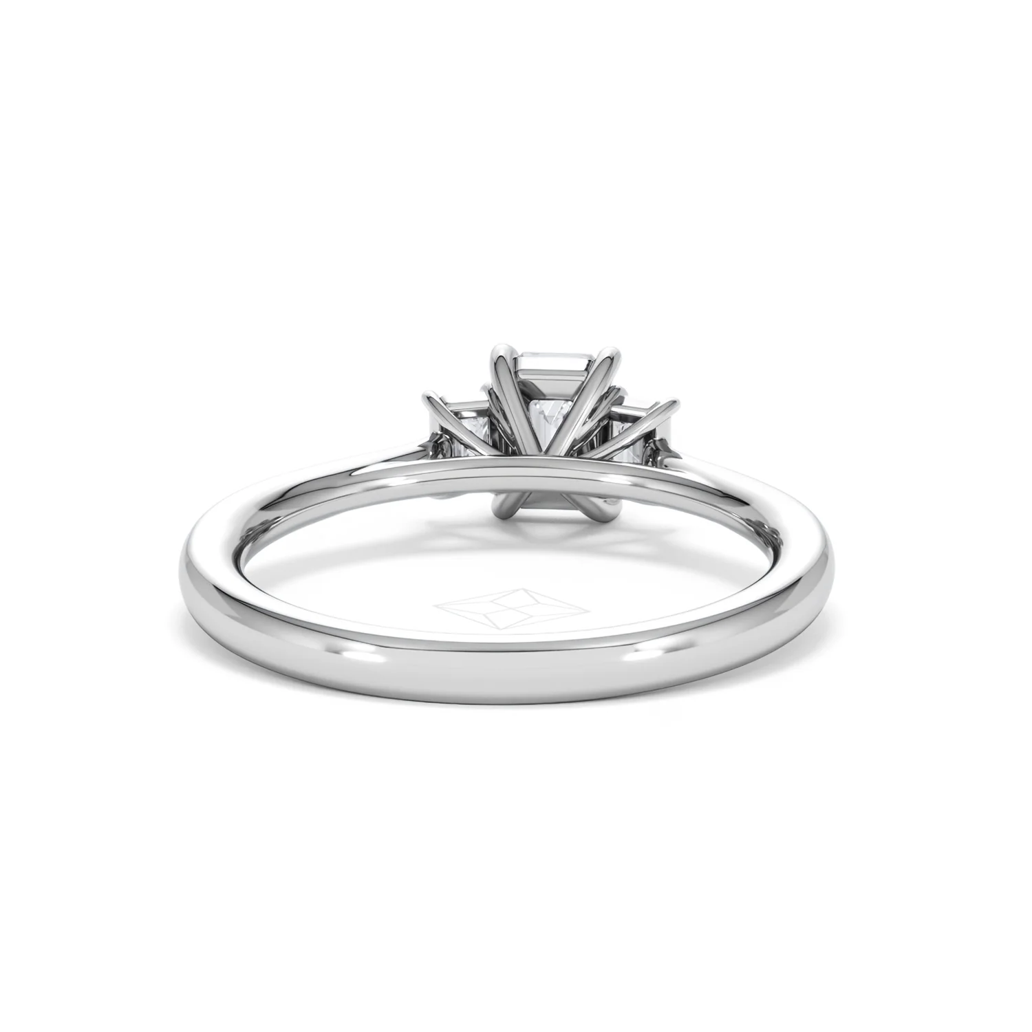Evoke 3 Stone Emerald Cut Lab Diamond Ring 0.50ct in 9K White Gold - Image 46
