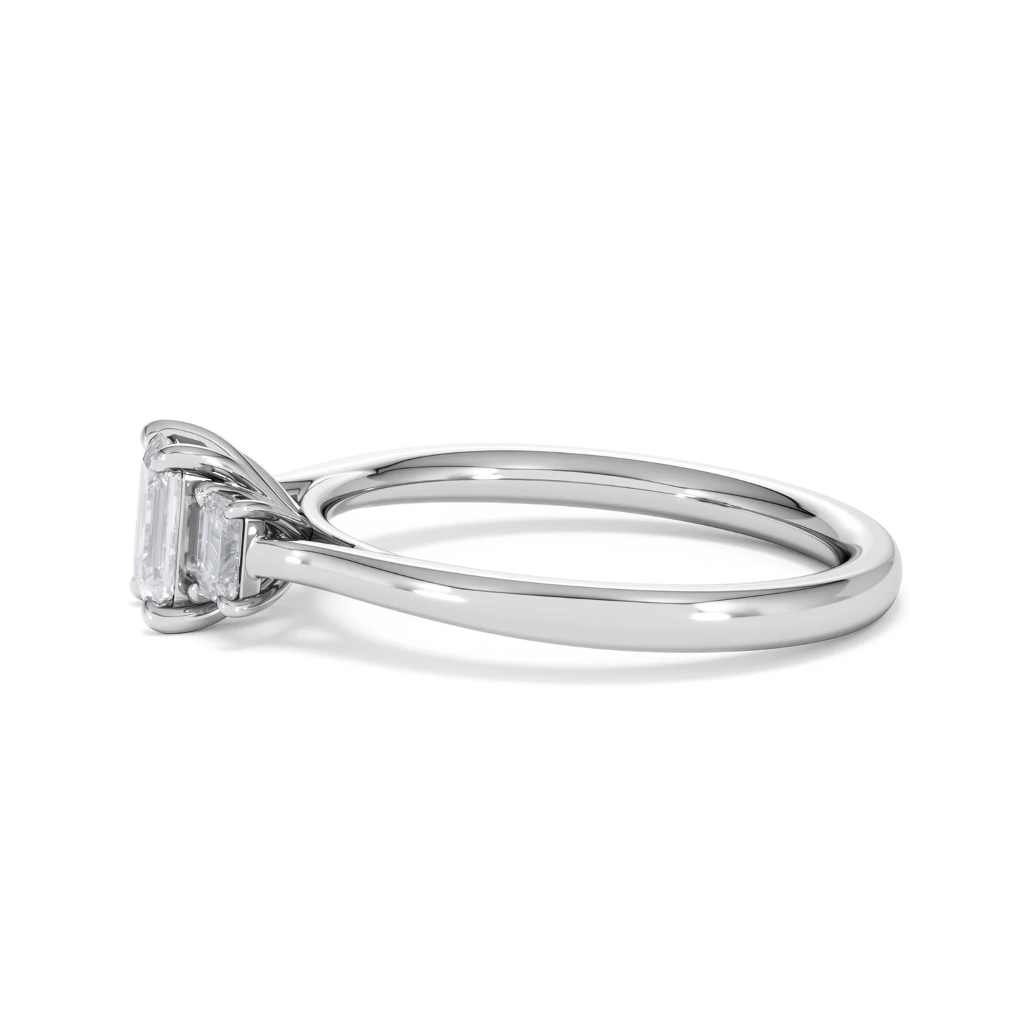 Evoke 3 Stone Emerald Cut Lab Diamond Ring 0.50ct in 9K White Gold - Image 70