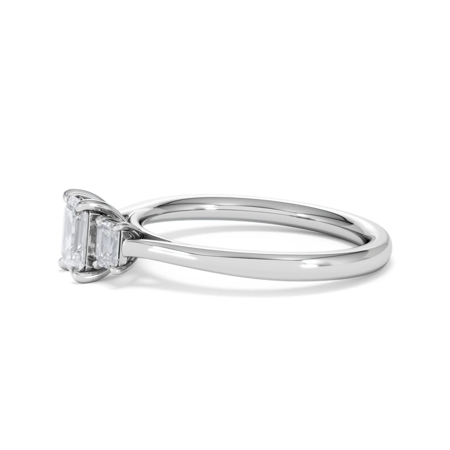 Evoke 3 Stone Emerald Cut Lab Diamond Ring 0.50ct in 9K White Gold - Image 72