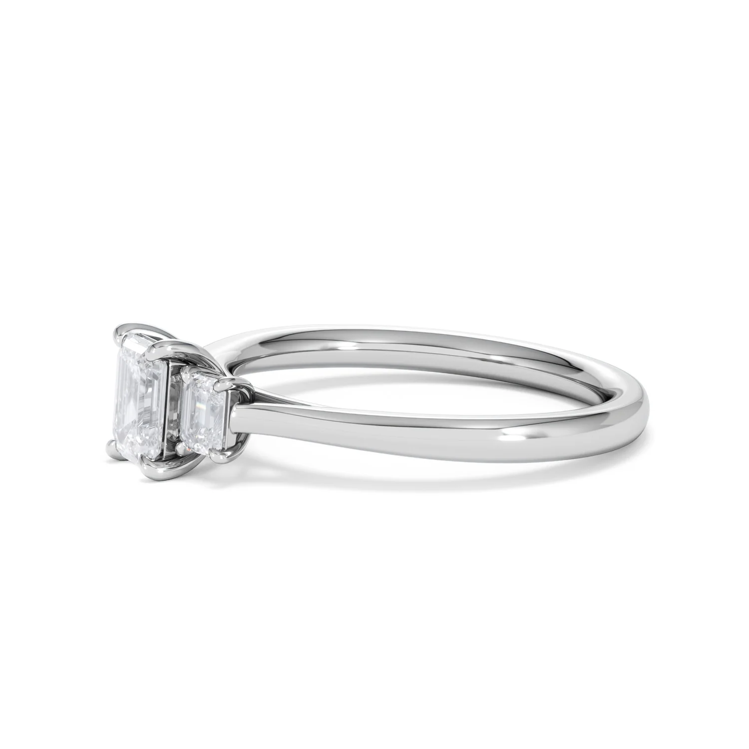 Evoke 3 Stone Emerald Cut Lab Diamond Ring 0.50ct in 9K White Gold - Image 74