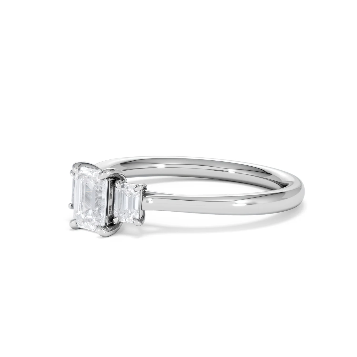 Evoke 3 Stone Emerald Cut Lab Diamond Ring 0.50ct in 9K White Gold - Image 78