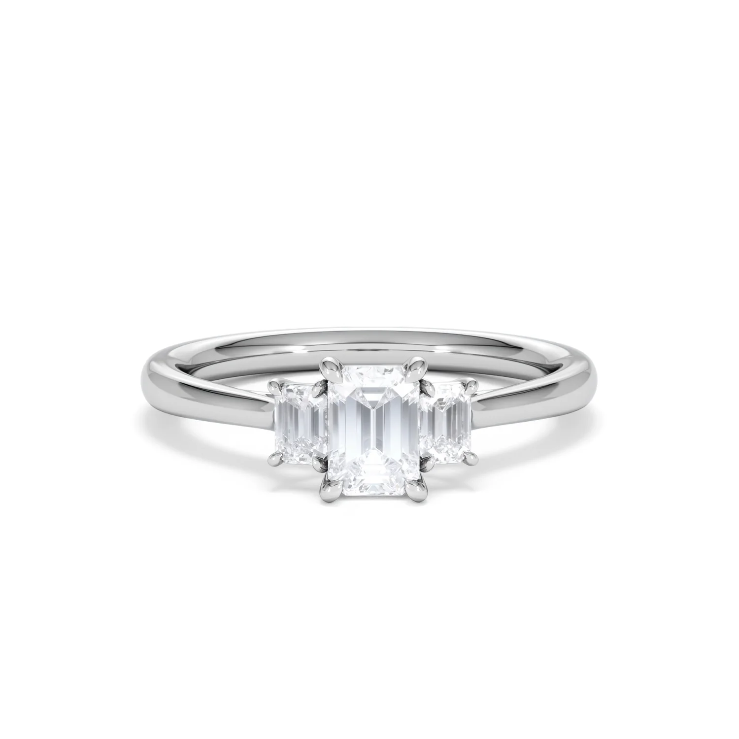 Evoke 3 Stone Emerald Cut Lab Diamond Ring 0.50ct in 9K White Gold - Image 8