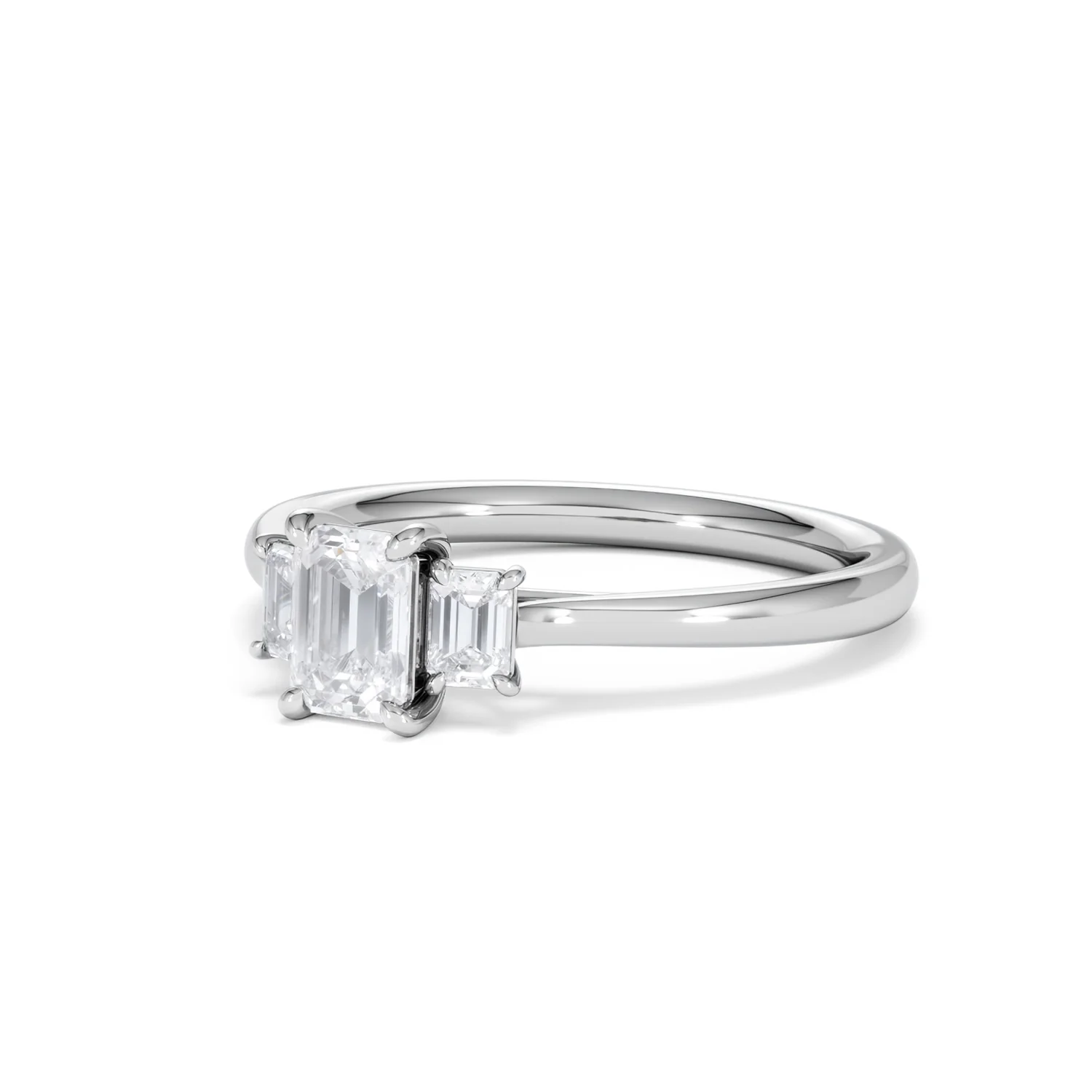 Evoke 3 Stone Emerald Cut Lab Diamond Ring 0.50ct in 9K White Gold - Image 81