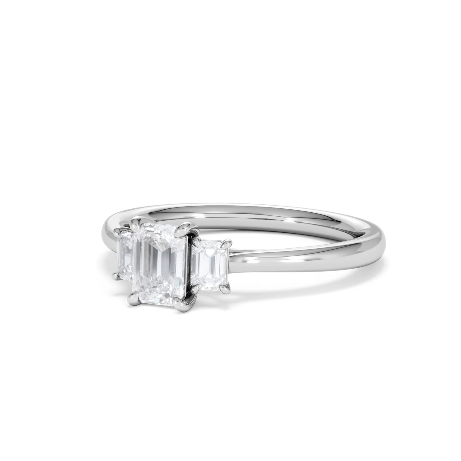 Evoke 3 Stone Emerald Cut Lab Diamond Ring 0.50ct in 9K White Gold - Image 82