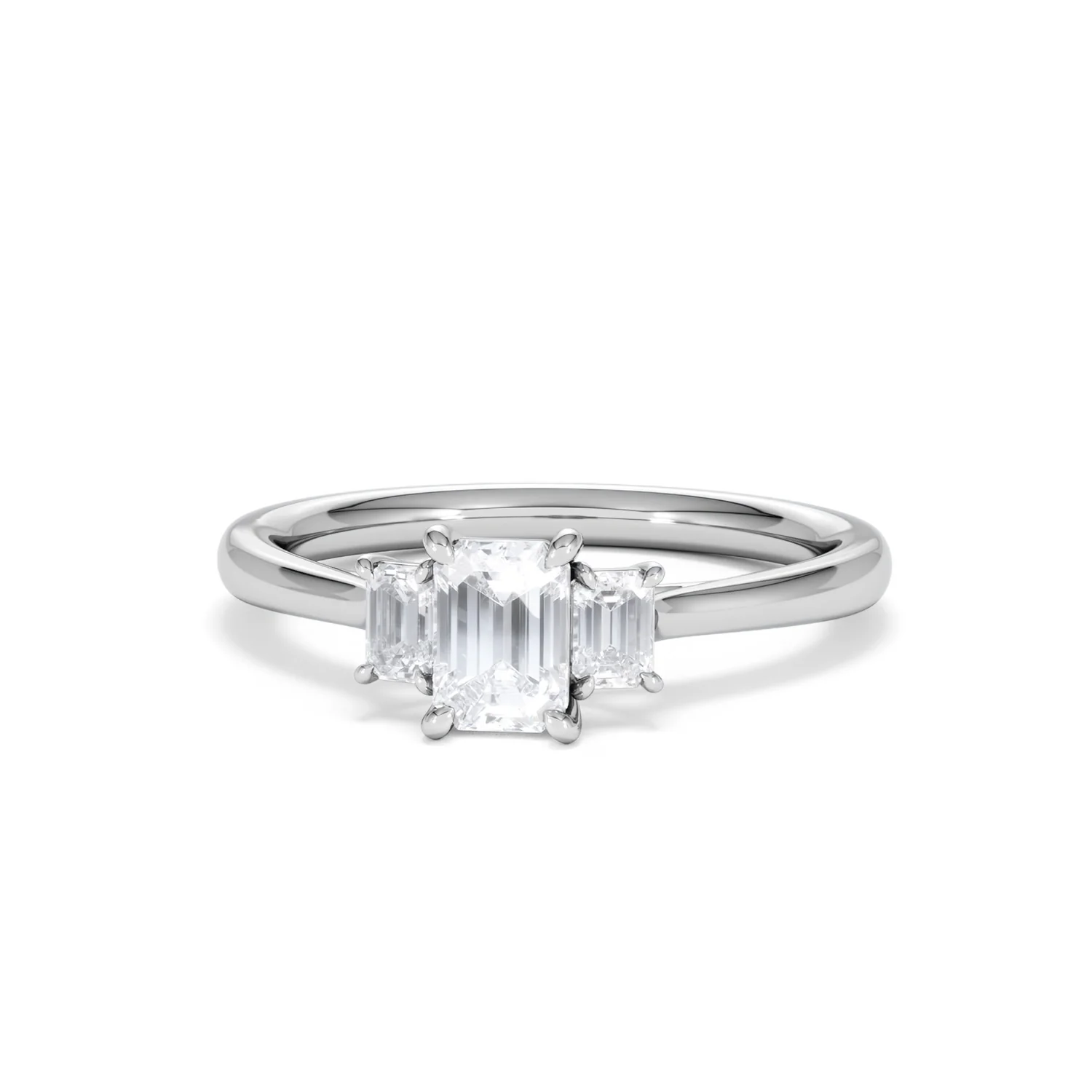 Evoke 3 Stone Emerald Cut Lab Diamond Ring 0.50ct in 9K White Gold - Image 86