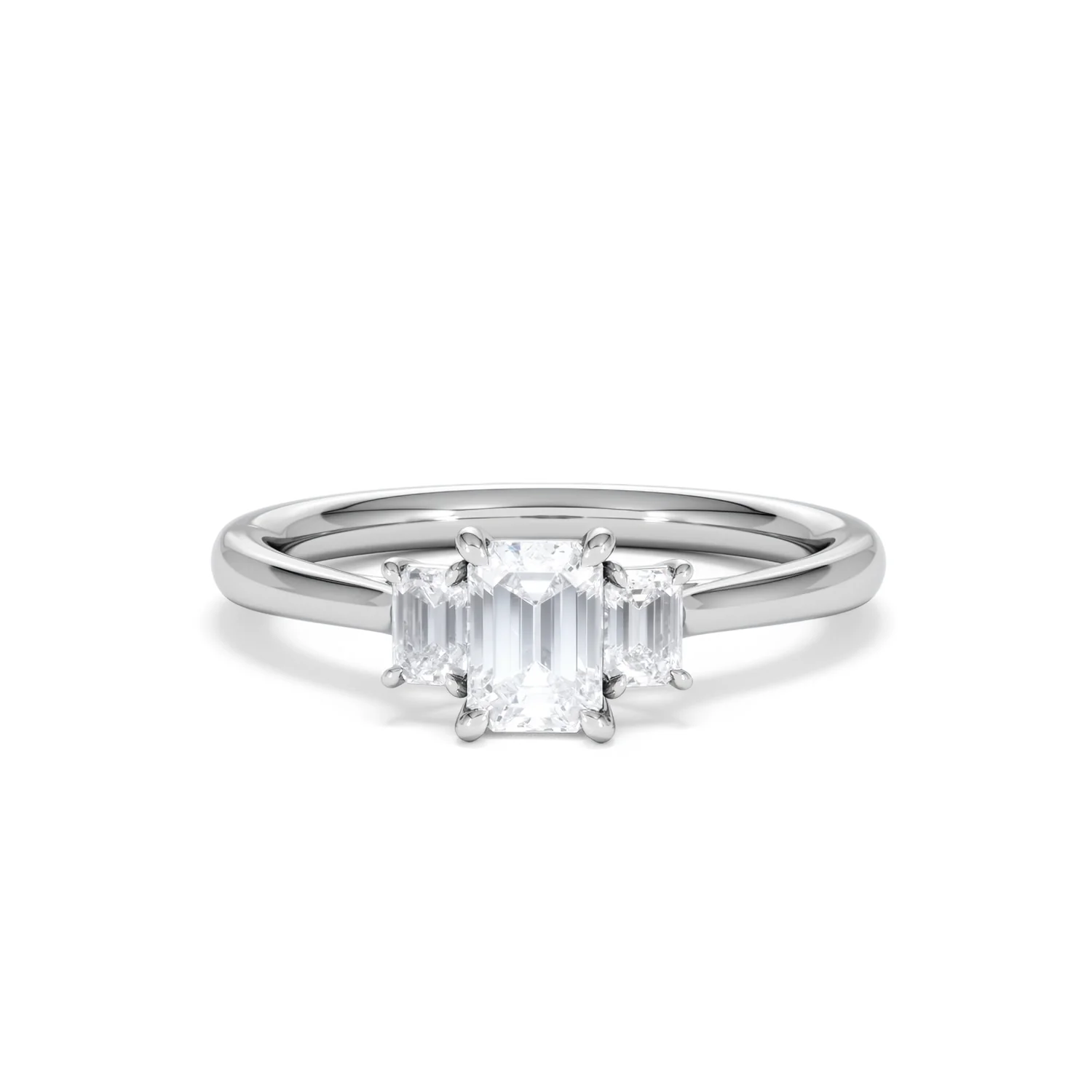 Evoke 3 Stone Emerald Cut Lab Diamond Ring 0.50ct in 9K White Gold - Image 87