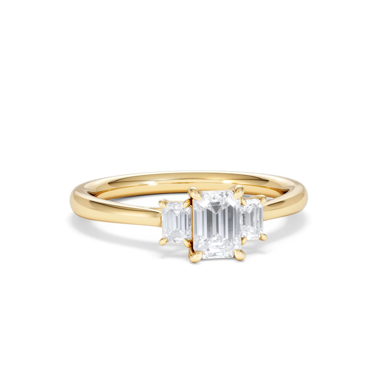 Evoke 3 Stone Emerald Cut Lab Diamond Ring 0.50ct in 9K Yellow Gold - Image 10
