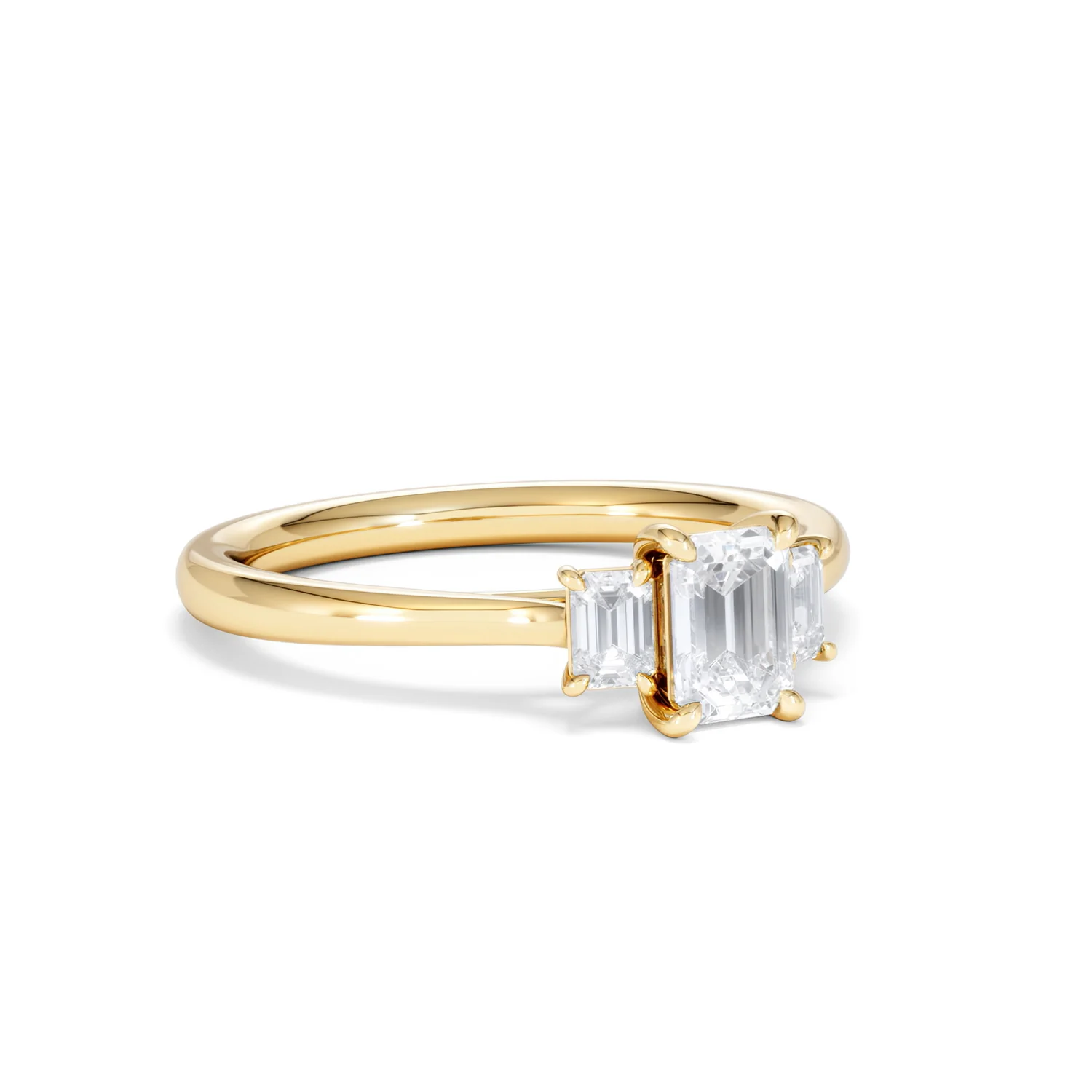 Evoke 3 Stone Emerald Cut Lab Diamond Ring 0.50ct in 9K Yellow Gold - Image 14