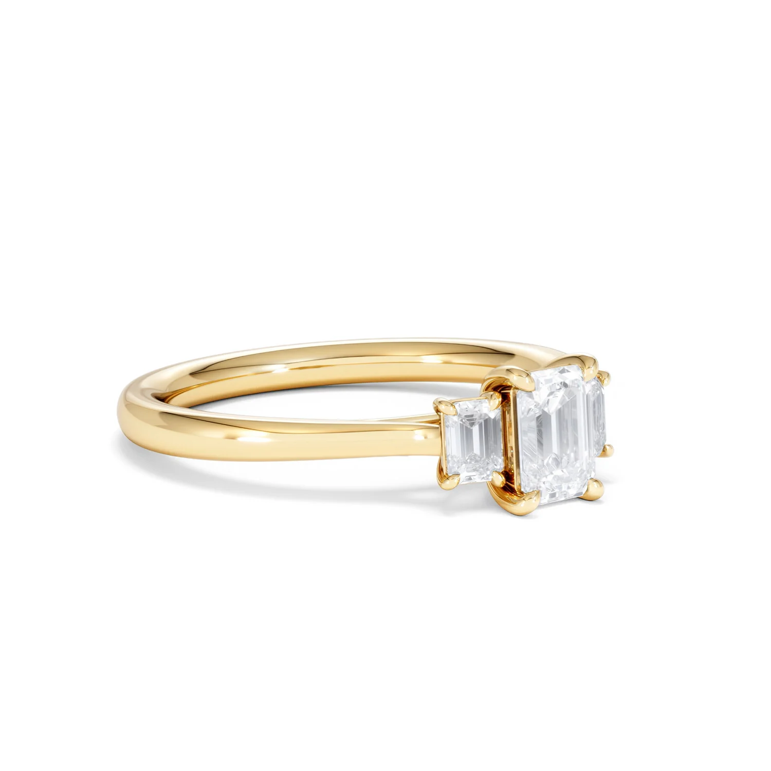 Evoke 3 Stone Emerald Cut Lab Diamond Ring 0.50ct in 9K Yellow Gold - Image 16
