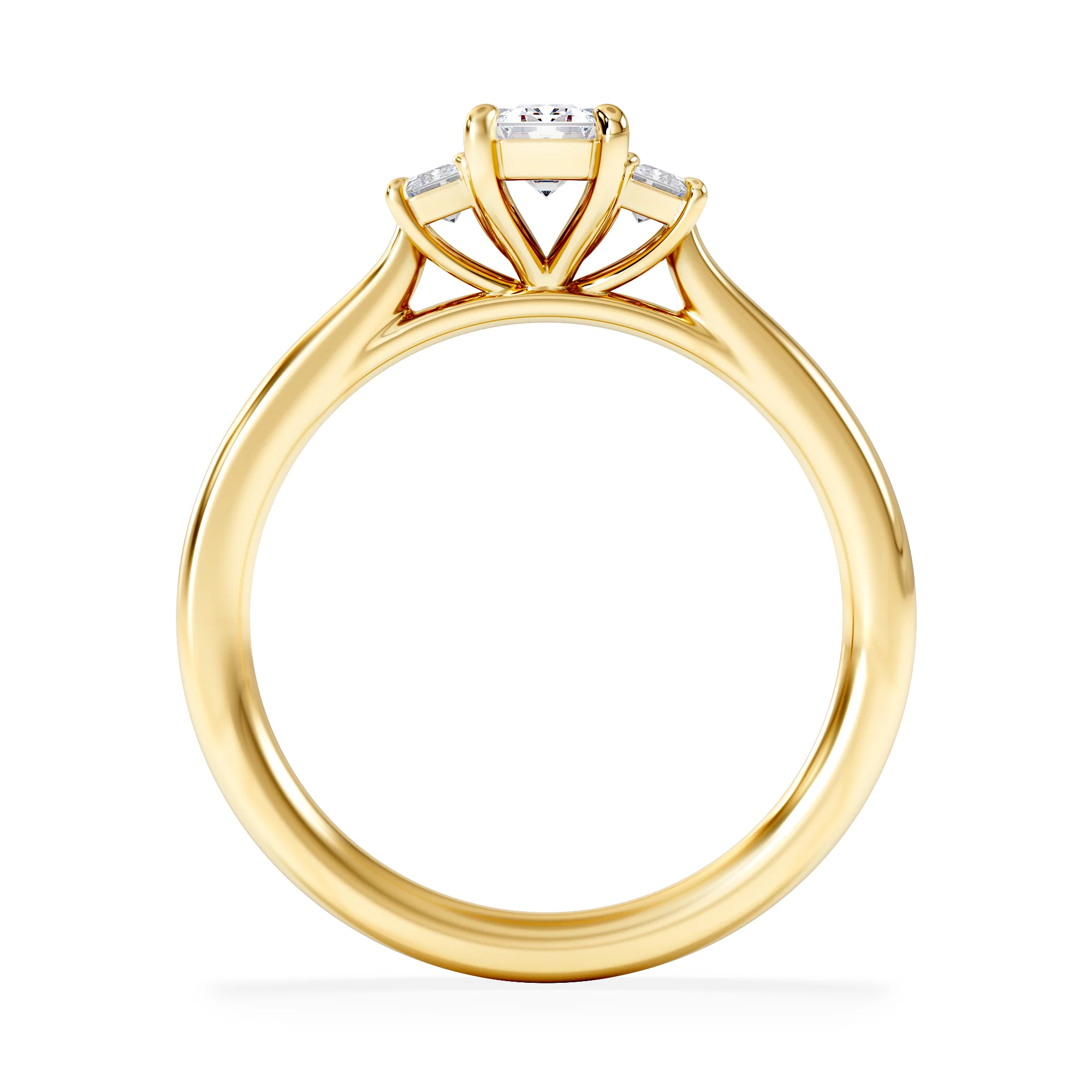 Evoke 3 Stone Emerald Cut Lab Diamond Ring 0.50ct in 9K Yellow Gold - Image 2