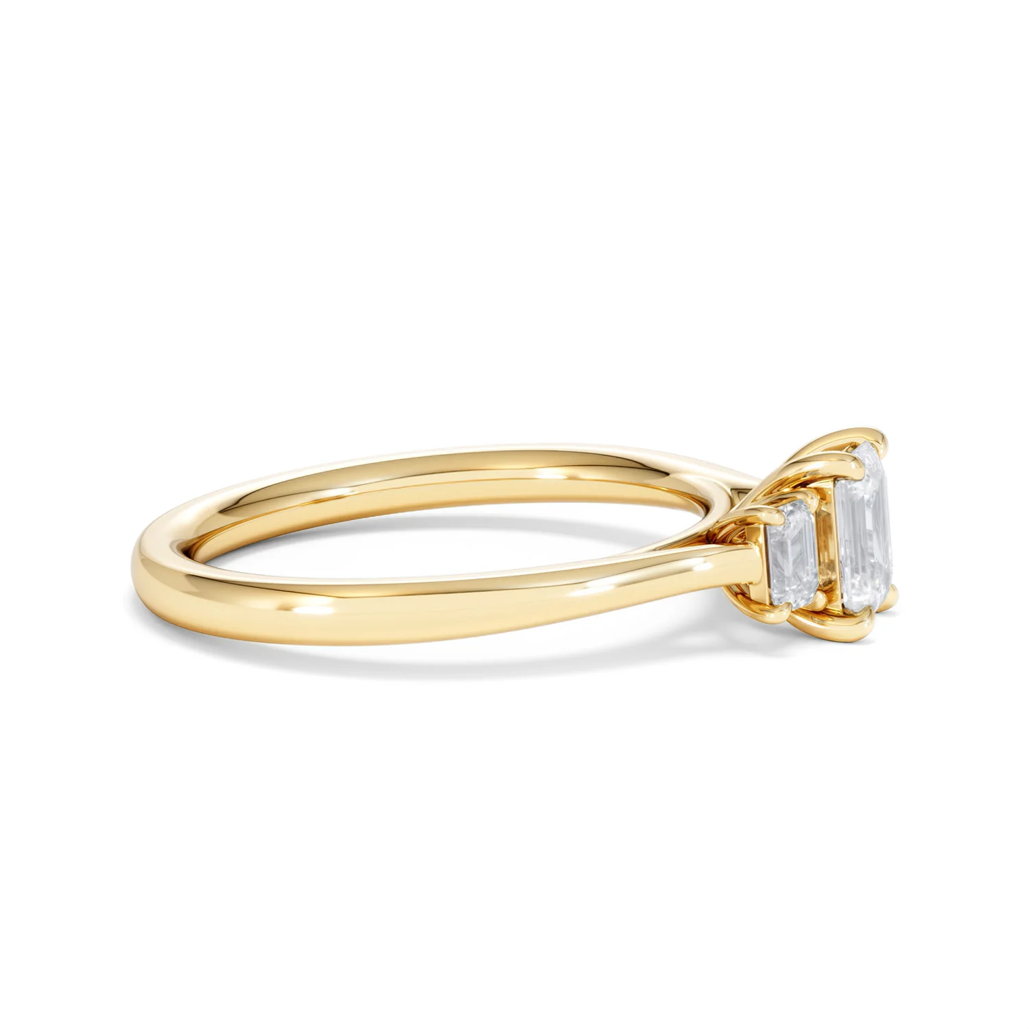 Evoke 3 Stone Emerald Cut Lab Diamond Ring 0.50ct in 9K Yellow Gold - Image 24