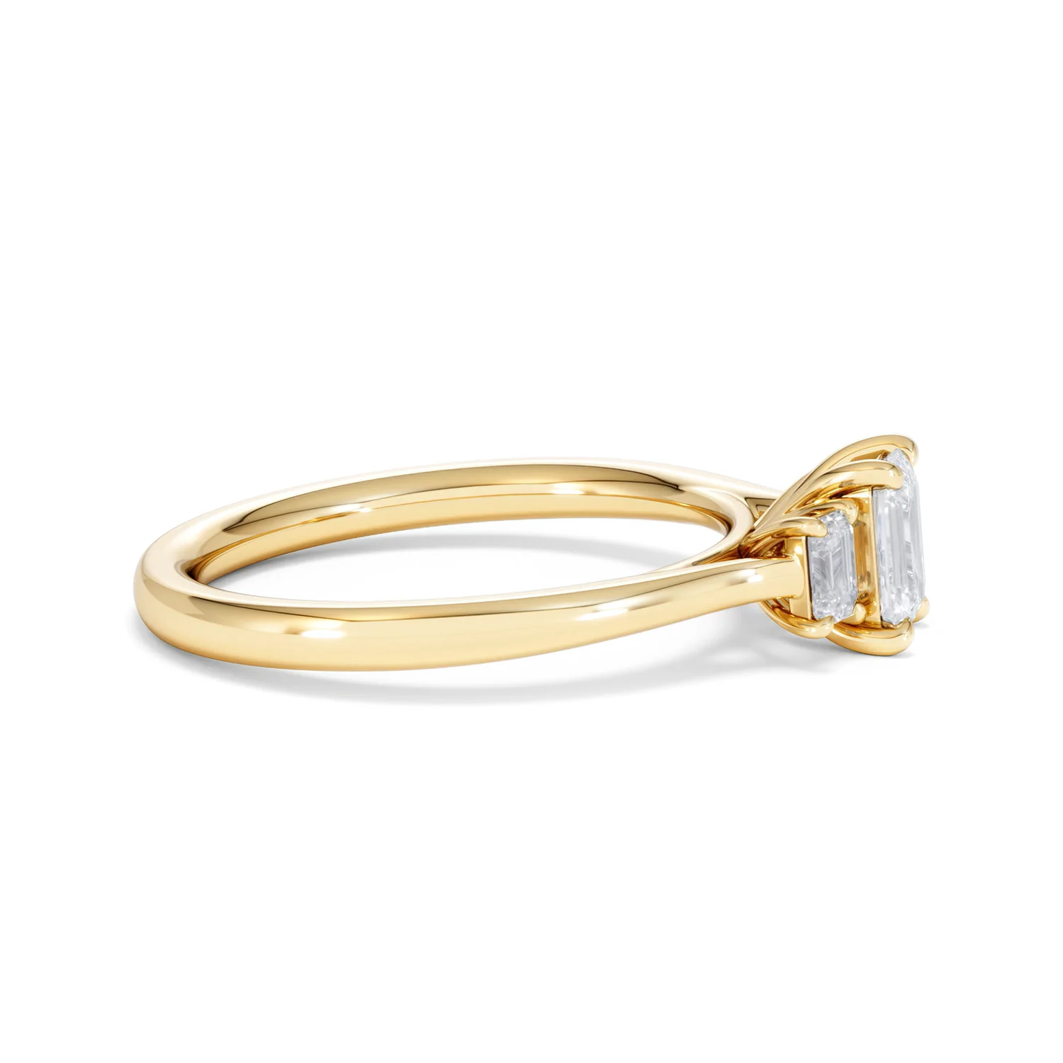 Evoke 3 Stone Emerald Cut Lab Diamond Ring 0.50ct in 9K Yellow Gold - Image 25