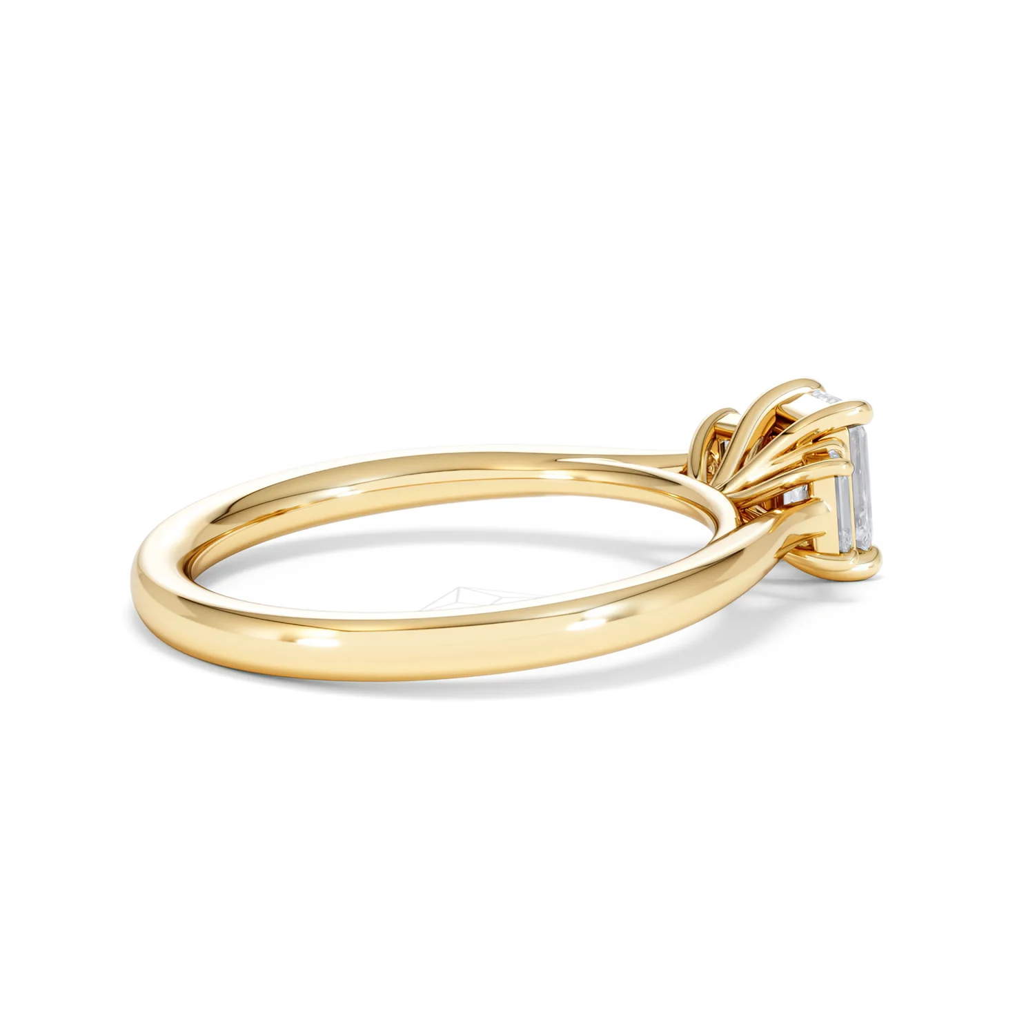 Evoke 3 Stone Emerald Cut Lab Diamond Ring 0.50ct in 9K Yellow Gold - Image 33