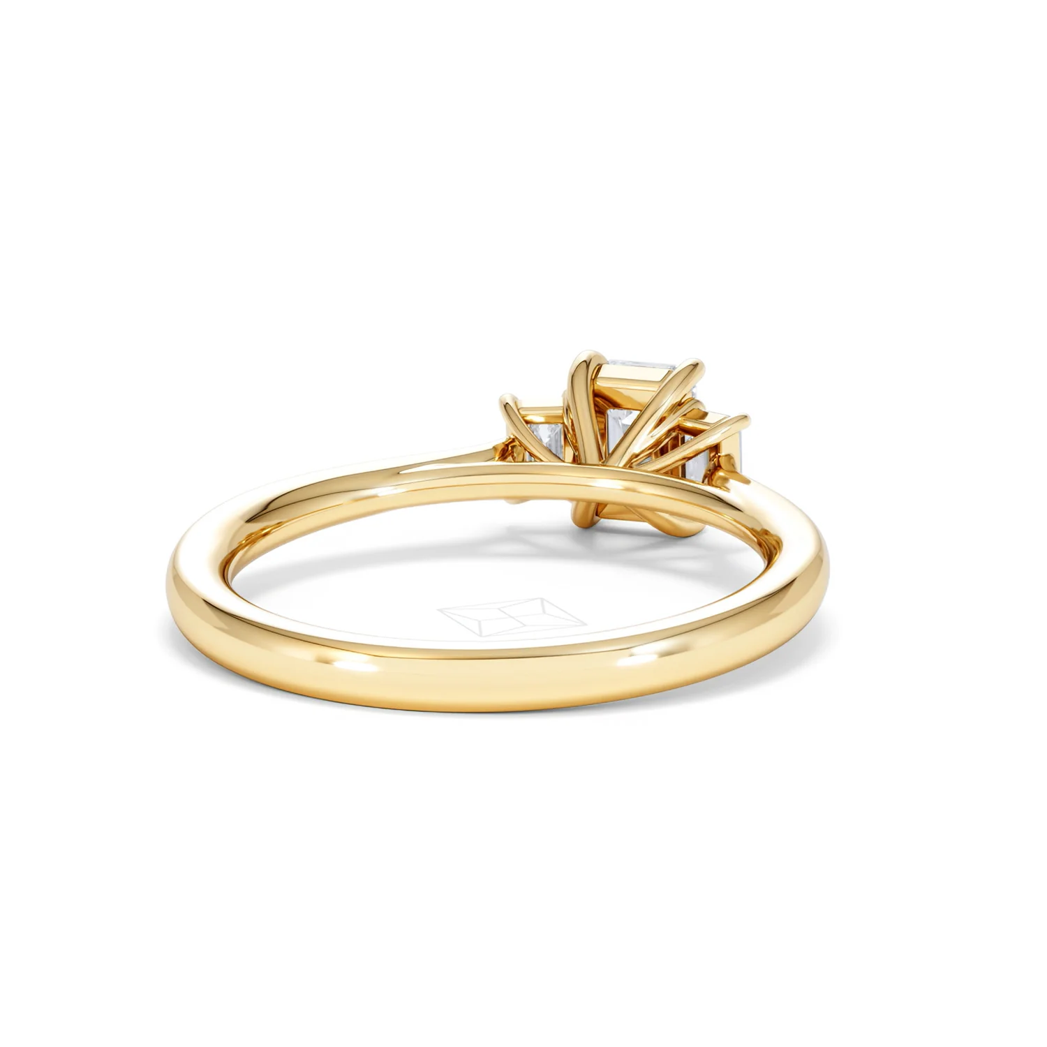 Evoke 3 Stone Emerald Cut Lab Diamond Ring 0.50ct in 9K Yellow Gold - Image 43