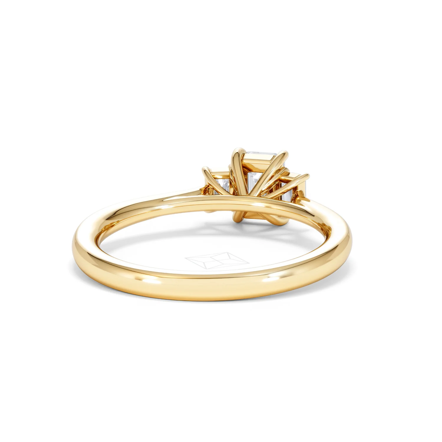 Evoke 3 Stone Emerald Cut Lab Diamond Ring 0.50ct in 9K Yellow Gold - Image 44