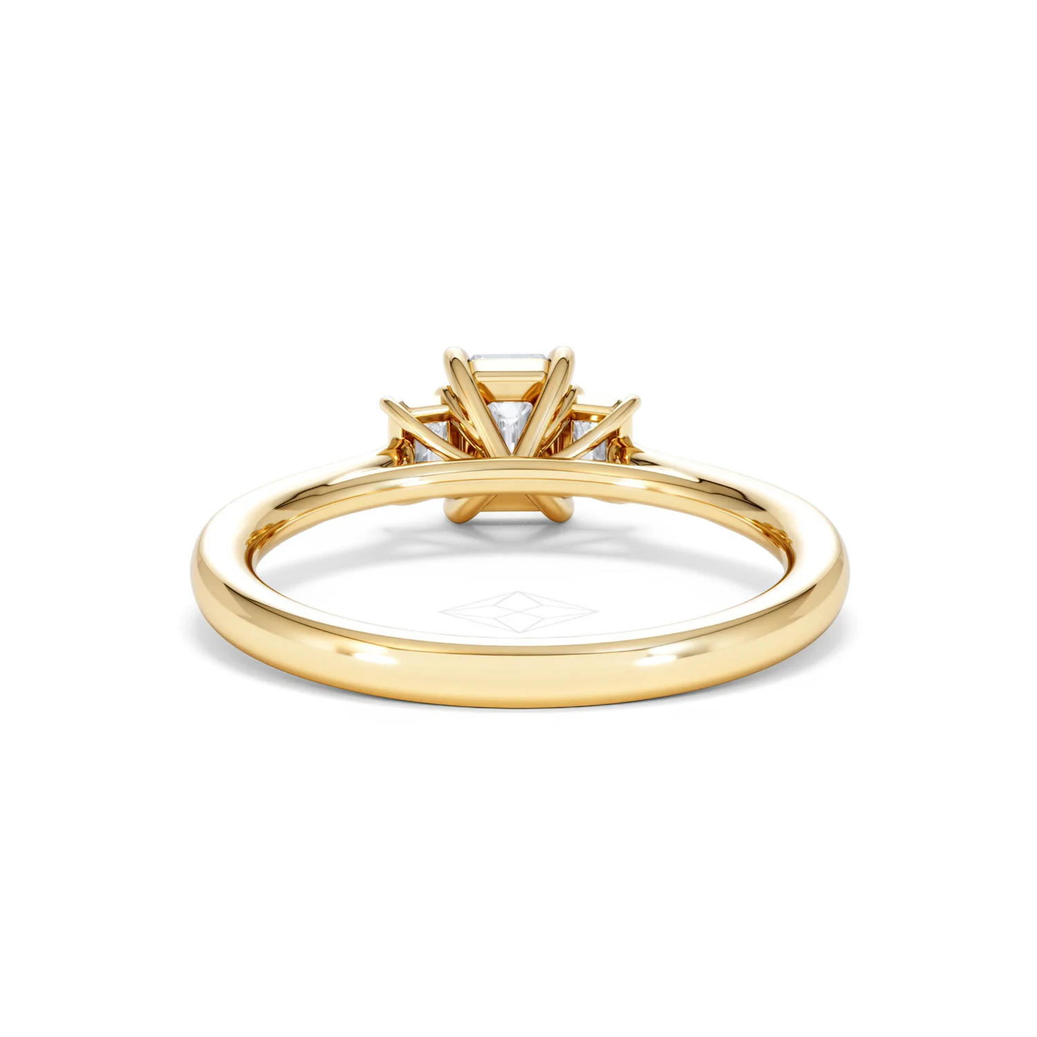 Evoke 3 Stone Emerald Cut Lab Diamond Ring 0.50ct in 9K Yellow Gold - Image 48