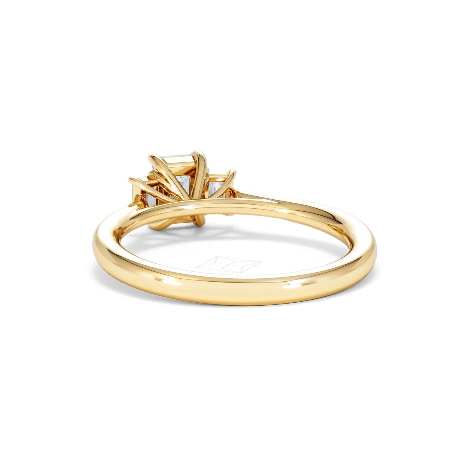 Evoke 3 Stone Emerald Cut Lab Diamond Ring 0.50ct in 9K Yellow Gold - Image 52