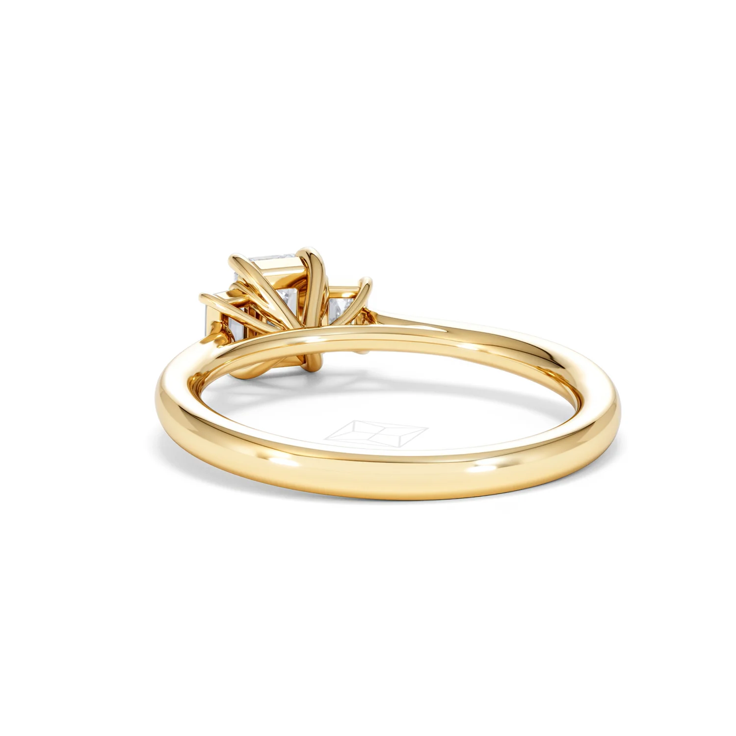 Evoke 3 Stone Emerald Cut Lab Diamond Ring 0.50ct in 9K Yellow Gold - Image 53
