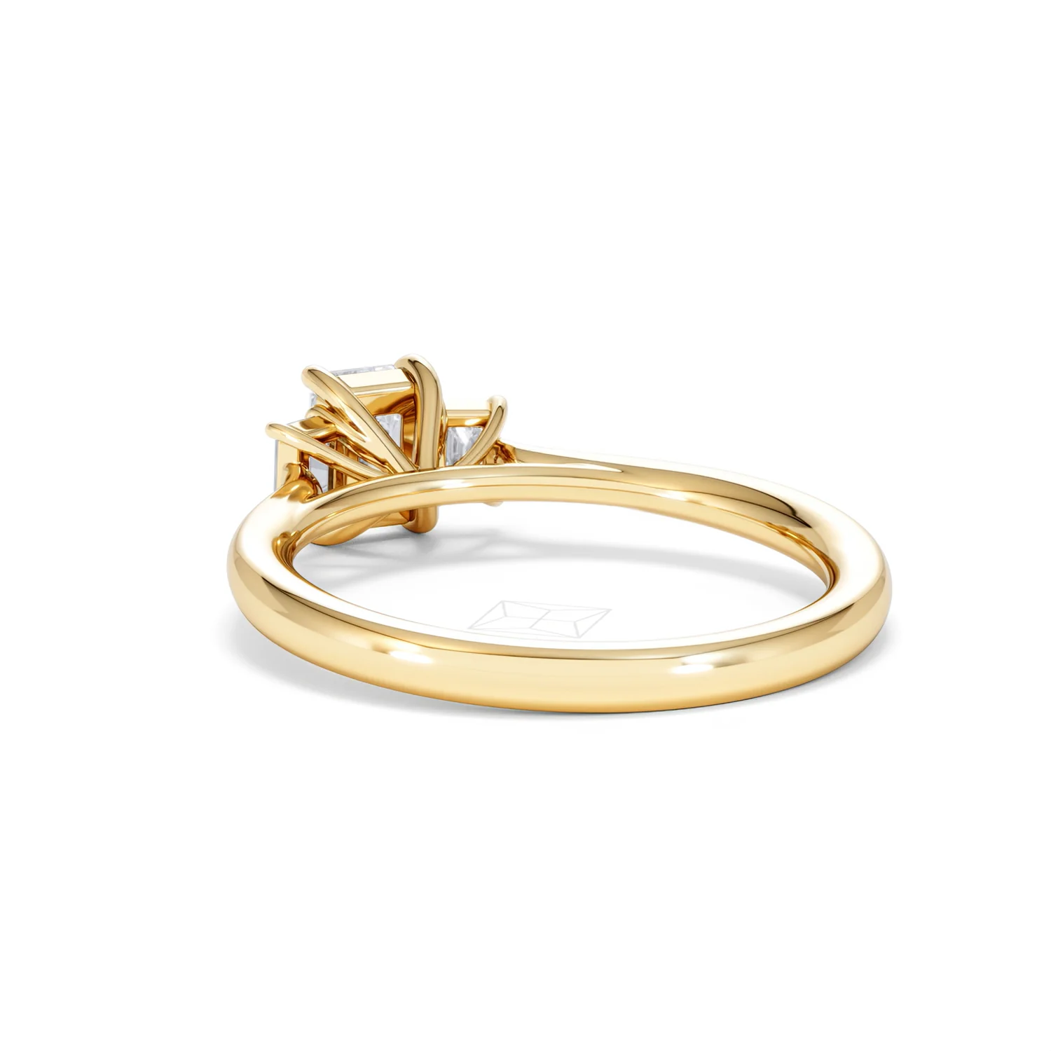 Evoke 3 Stone Emerald Cut Lab Diamond Ring 0.50ct in 9K Yellow Gold - Image 54