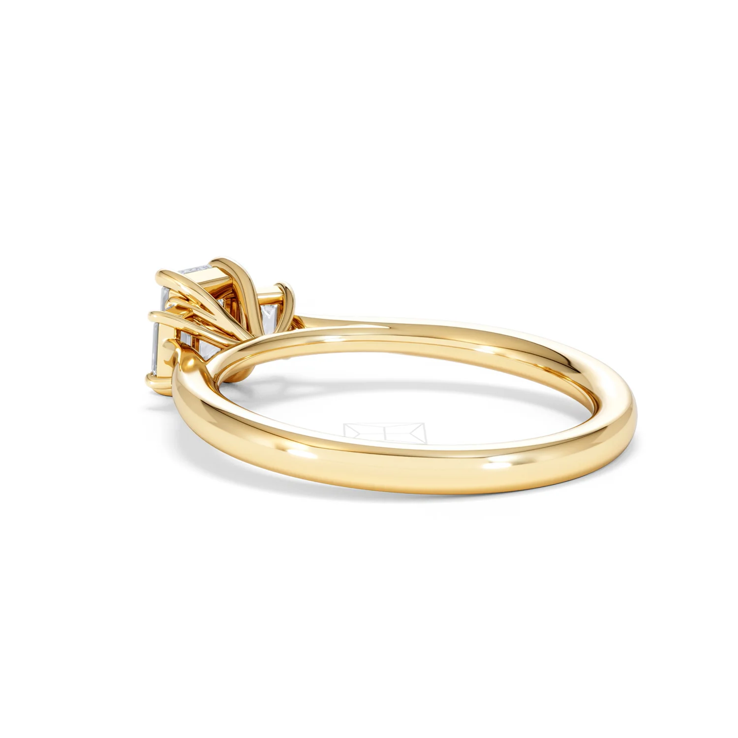 Evoke 3 Stone Emerald Cut Lab Diamond Ring 0.50ct in 9K Yellow Gold - Image 58