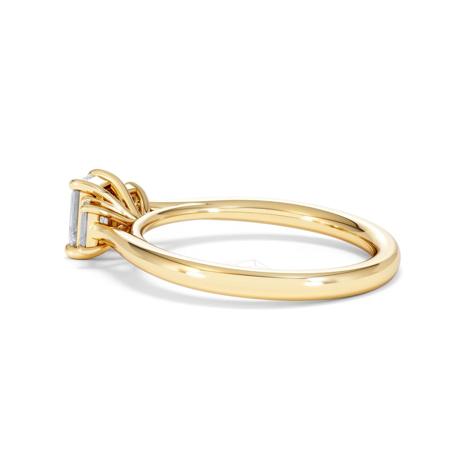 Evoke 3 Stone Emerald Cut Lab Diamond Ring 0.50ct in 9K Yellow Gold - Image 63